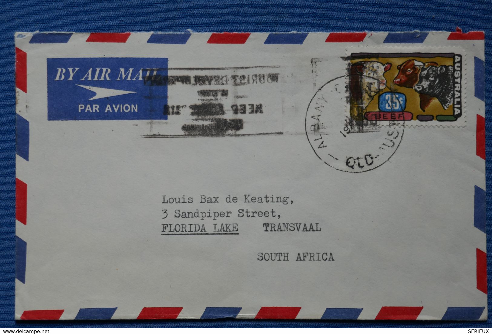 W5 AUSTRALIA  BELLE LETTRE  1972ALBANY  POUR FLORIDA LAKE SOUTH AFRICA + AFFRANCHISSEMENT INTERESSANT - Storia Postale