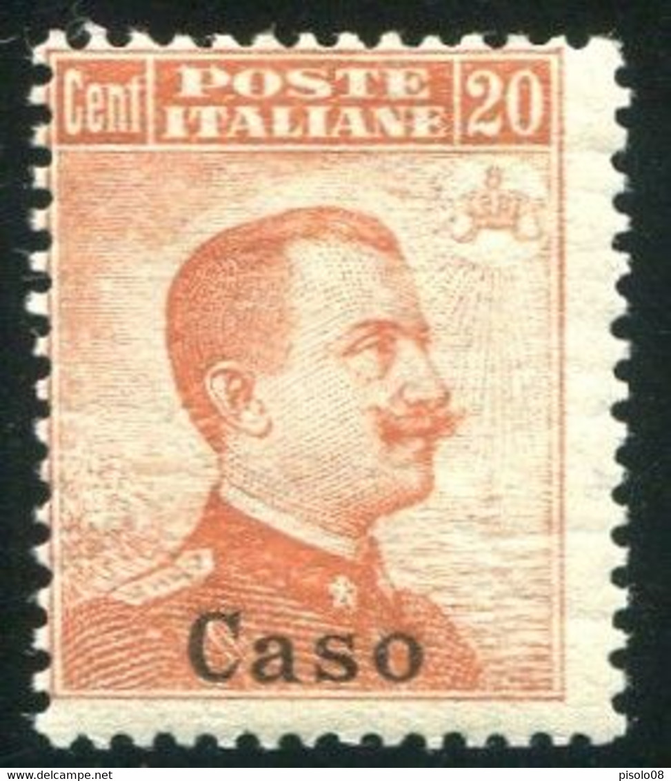 EGEO CASO 1917 20 C. ARANCIO SENZA FILIGRANA SASSONE N. 9 ** MNH - Aegean (Caso)