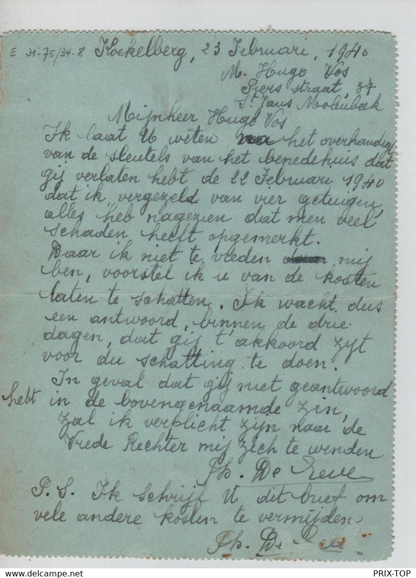 127REF/ Entier C.L. N°27 + TP 430 Poortman En Recommandé C.Bruxelles (2) 23/2/1940 > Molenbeek + C.facteur 712 + A - Letter-Cards