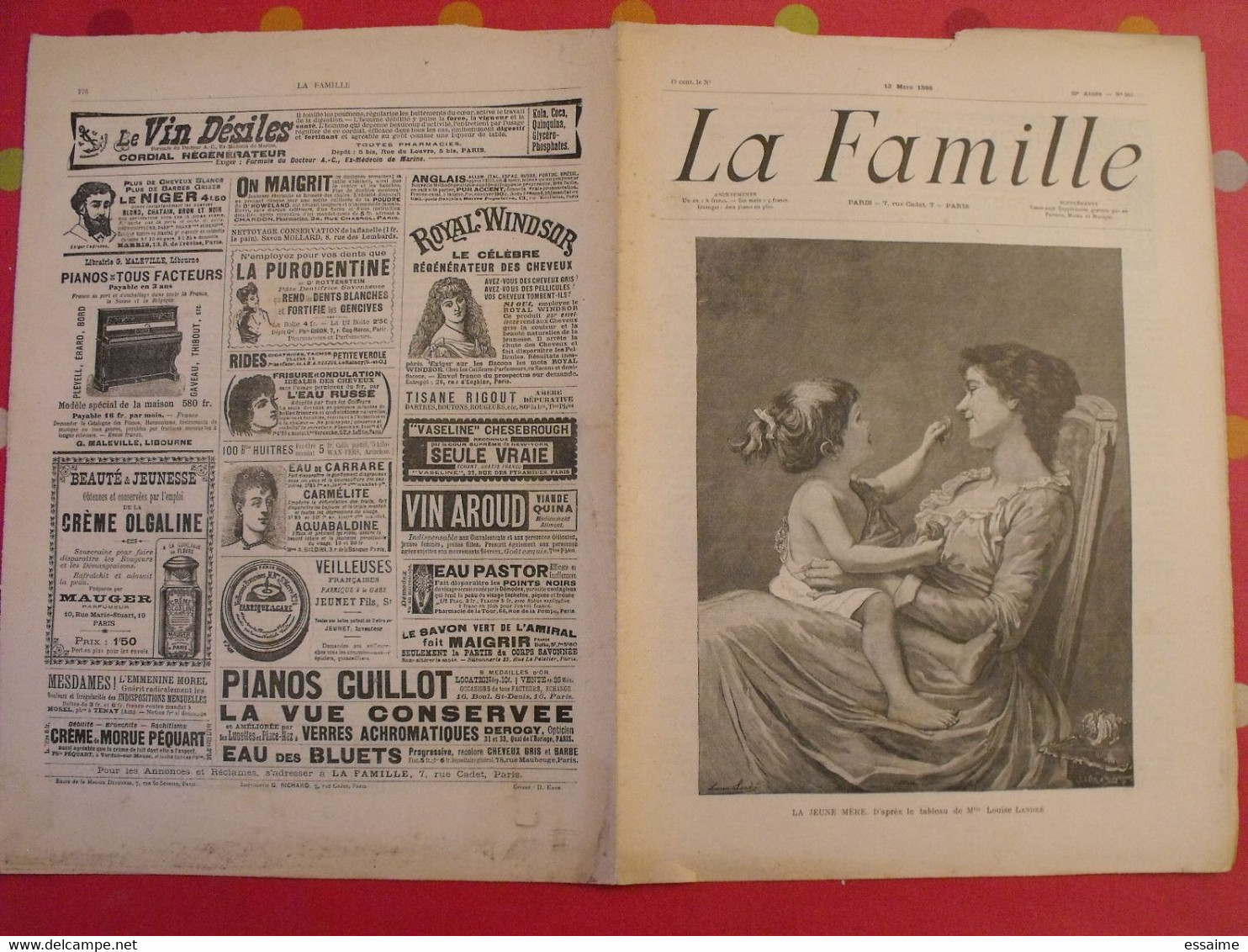 5 N° De "La Famille" 1898. Mode Dentelle Broderie Gravures Debrave Landré Le Dru Boyer-breton Ruffe Haquette Landelle - Magazines - Before 1900