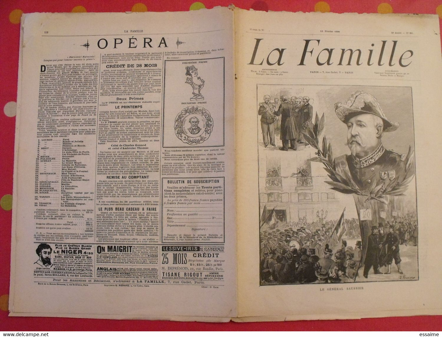 5 n° de "La famille" 1898. mode dentelle broderie gravures debrave landré le dru boyer-breton ruffe haquette landelle