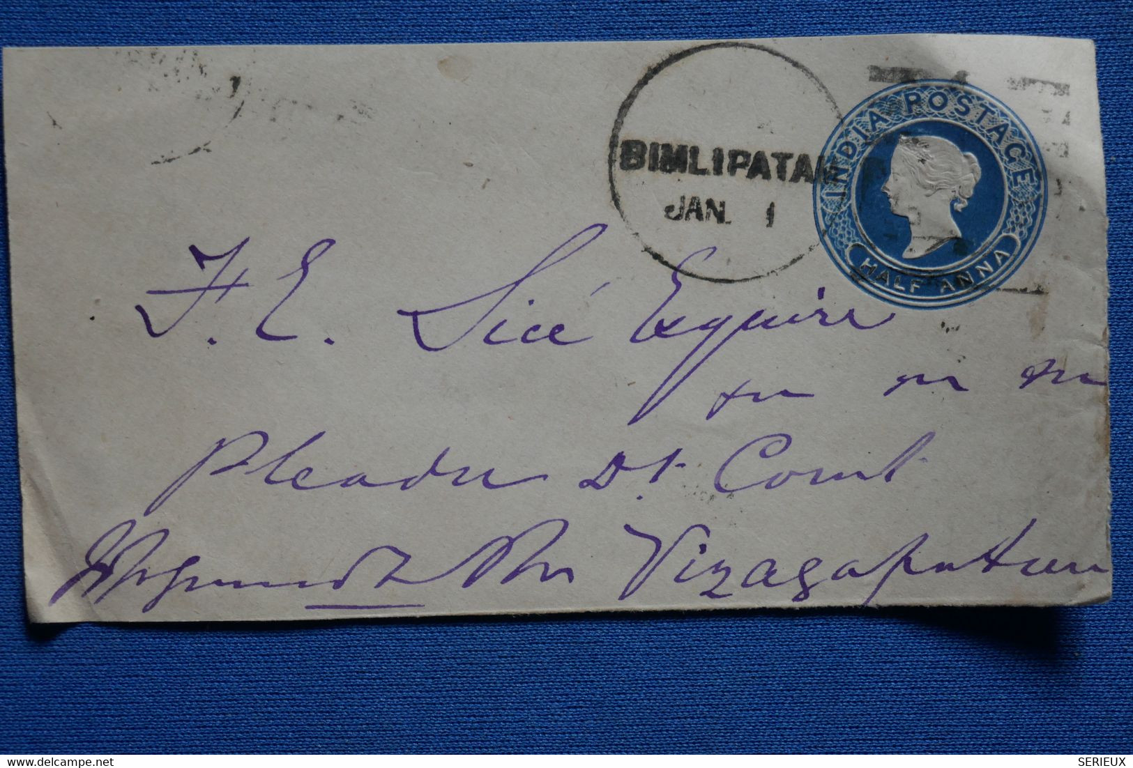 W5 INDIA   BELLE LETTRE DEVANT 1890  VOYAGEE PETIT BUREAU  BIMLIPATAM + AFFRANCHISSEMENT INTERESSANT - 1882-1901 Impero