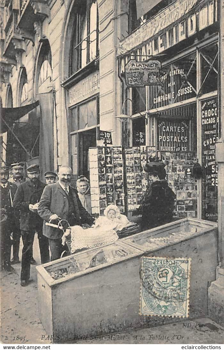 Paris      75006       Place Saint Michel : A La Tablette D'Or Magasin Vente De Cartes Postales    (voir Scan) - Transport Urbain En Surface