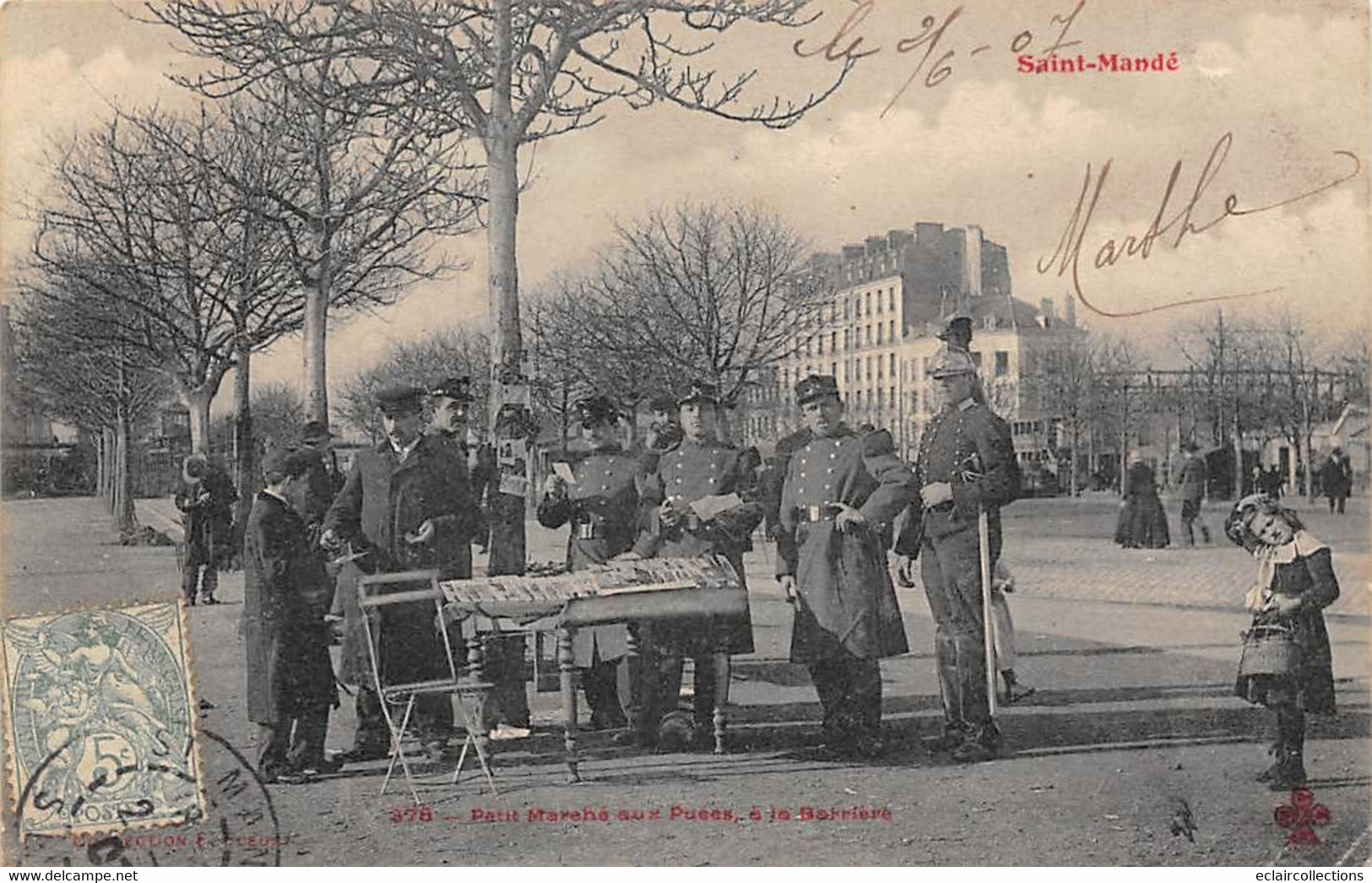 Saint Mandé    94        Petit Marché Aux Puces à La Barrière  Vente Cartes Postales .  Militaires.  (voir Scan) - Saint Mande