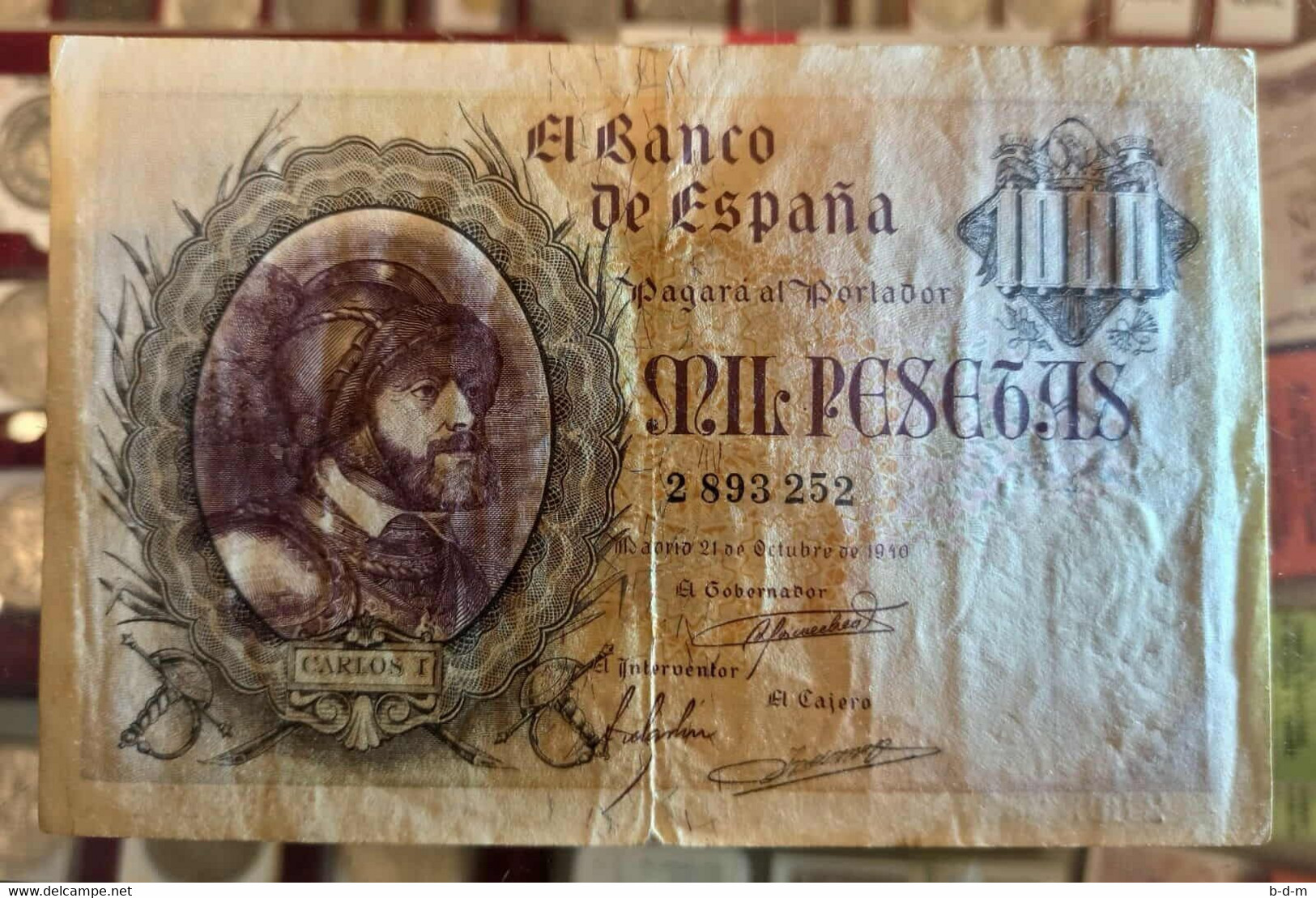 España Spain 1000 Pesetas Carlos I 1940 Pick 125 MBC VF - 1000 Peseten