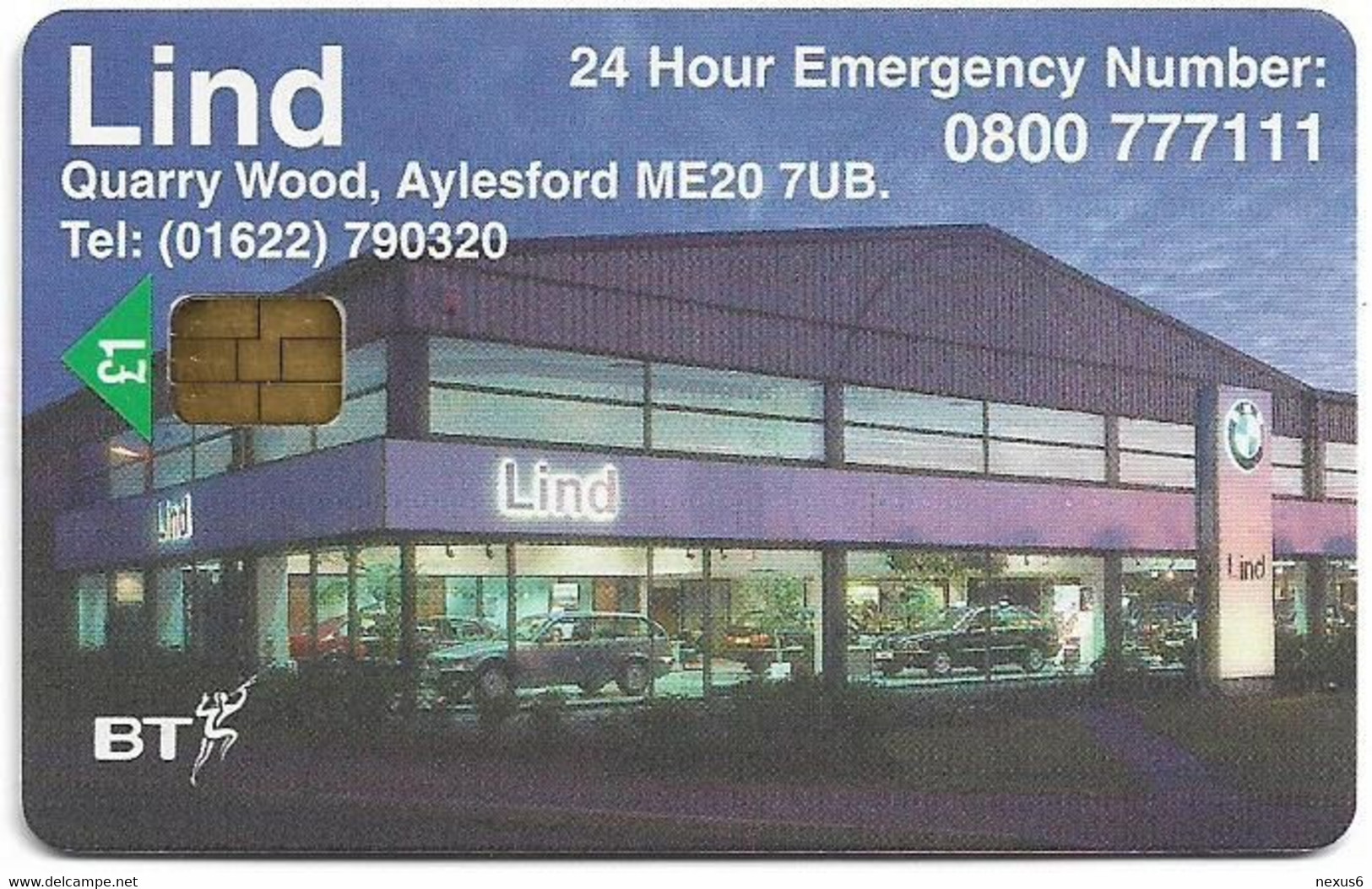 UK - BT (Chip) - PRO345 - BCP-100 - Lind BMW - Aylesford, 1£, 2.000ex, Mint - BT Promotie