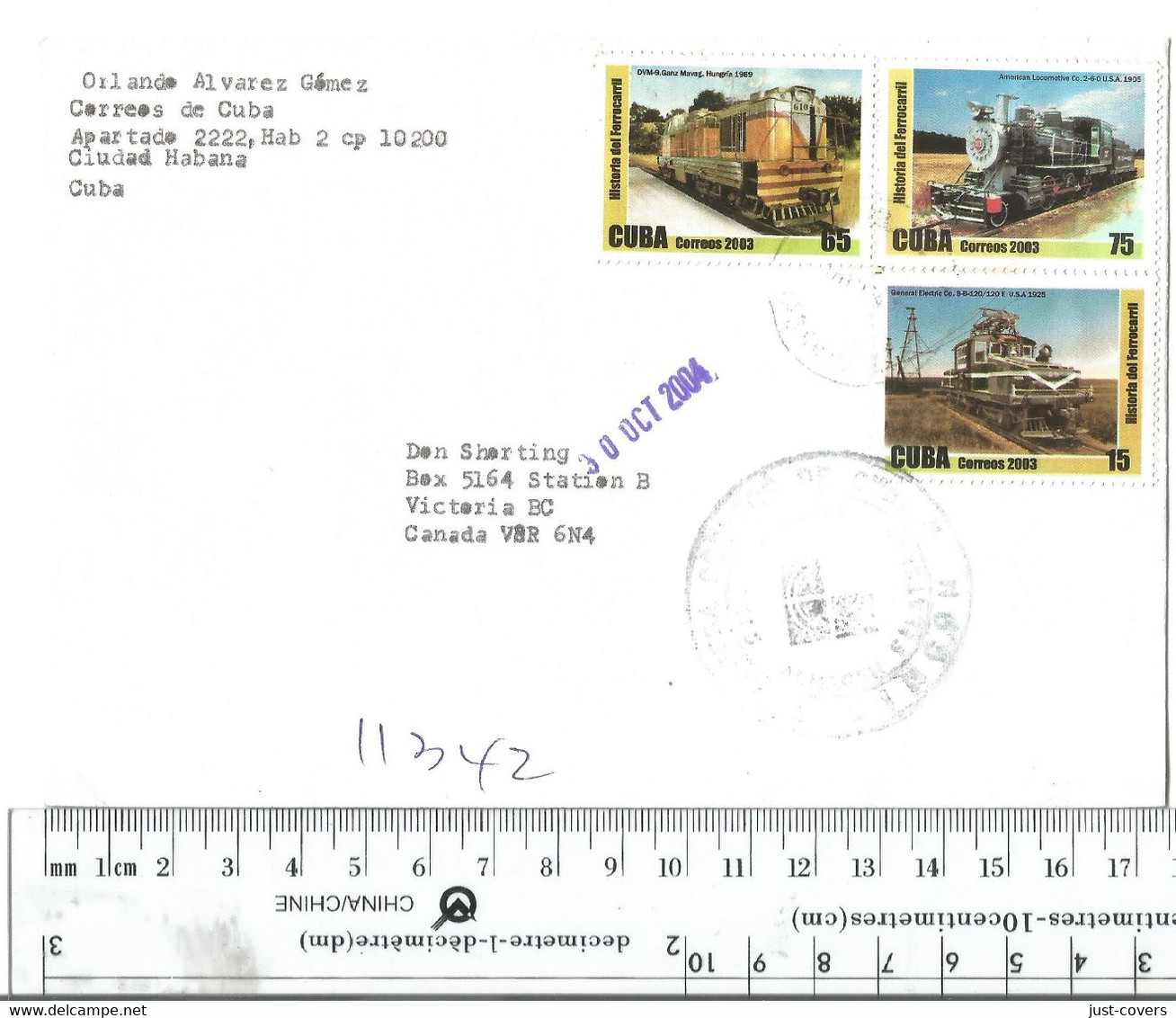 Cuba Scott #'s 4323, 4324, 4325 Locomotives .........(Box5) - Cartas & Documentos