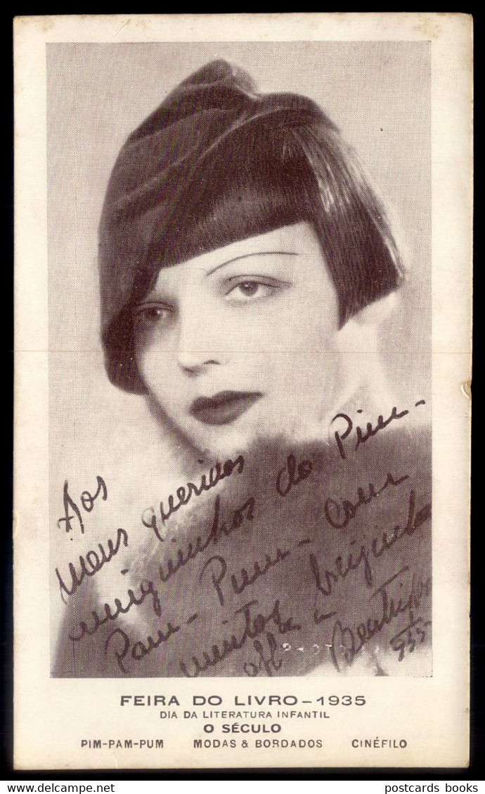 Actriz BEATRIZ COSTA - Postal Publicitario FEIRA Do LIVRO 1935 Jornal O SECULO Revistas CINEFILO / PIM-PAM-PUM Portugal - Lisboa