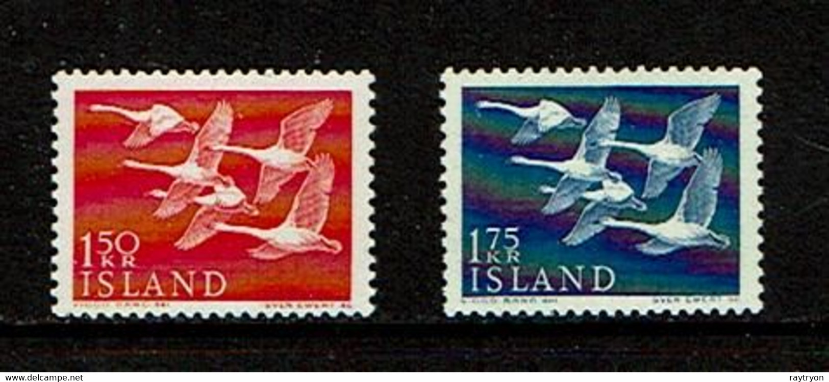 Iceland 1956 Sc # 298 / 299  MNH**  Birds - Oiseaux    Whooper Swans - Swans