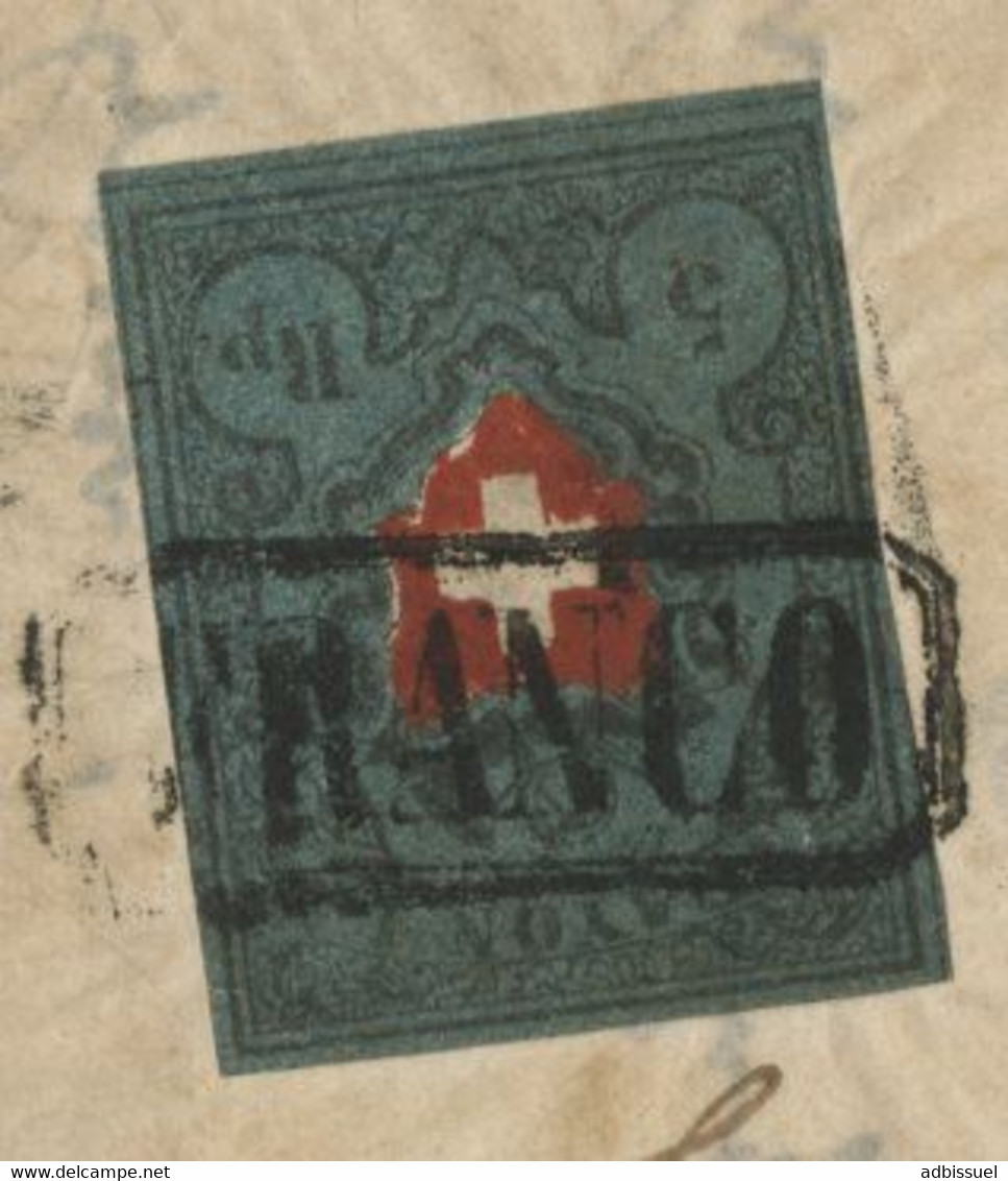 1850 N° 14 (belles Marges) Obl. "FRANCO" En Noir Sur Lettre + C. à D. Rouge "Basel Vor Rittag 6/12/50 (Voir Description) - 1843-1852 Federal & Cantonal Stamps