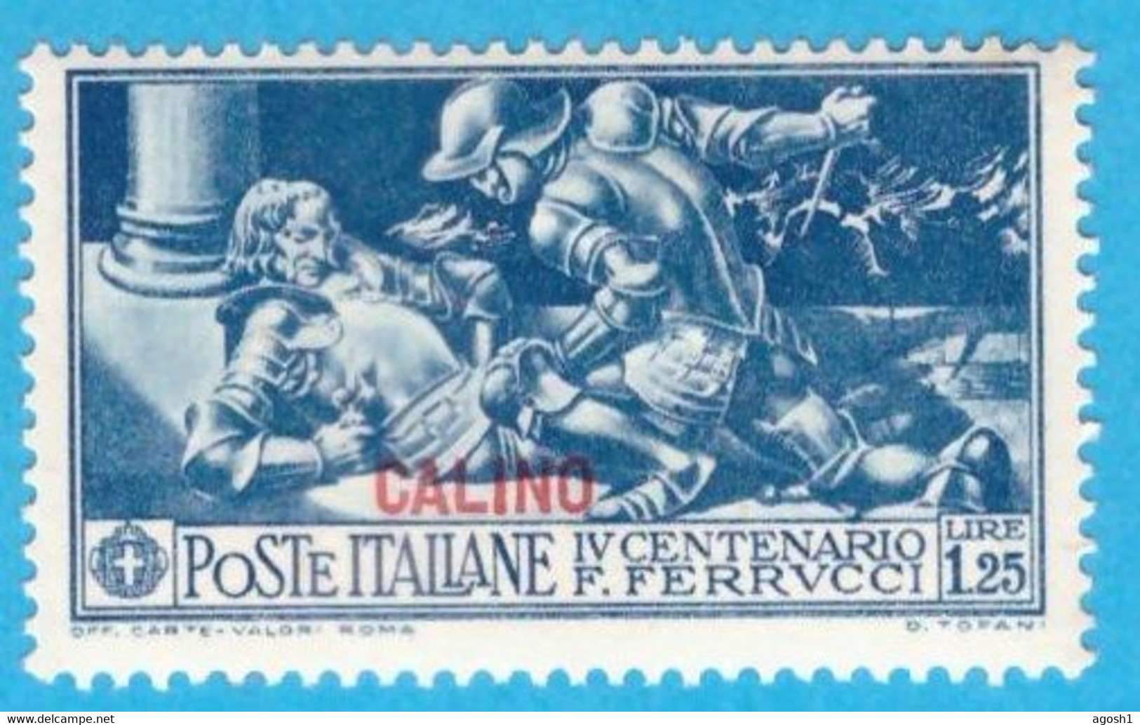 EGCA010 EGEO CALINO 1930 FERRUCCI FBL D'ITALIA SOPRASTAMPATI CALINO LIRE 1,25 SASSONE NR 15 NUOVO MLH * - Egée (Calino)
