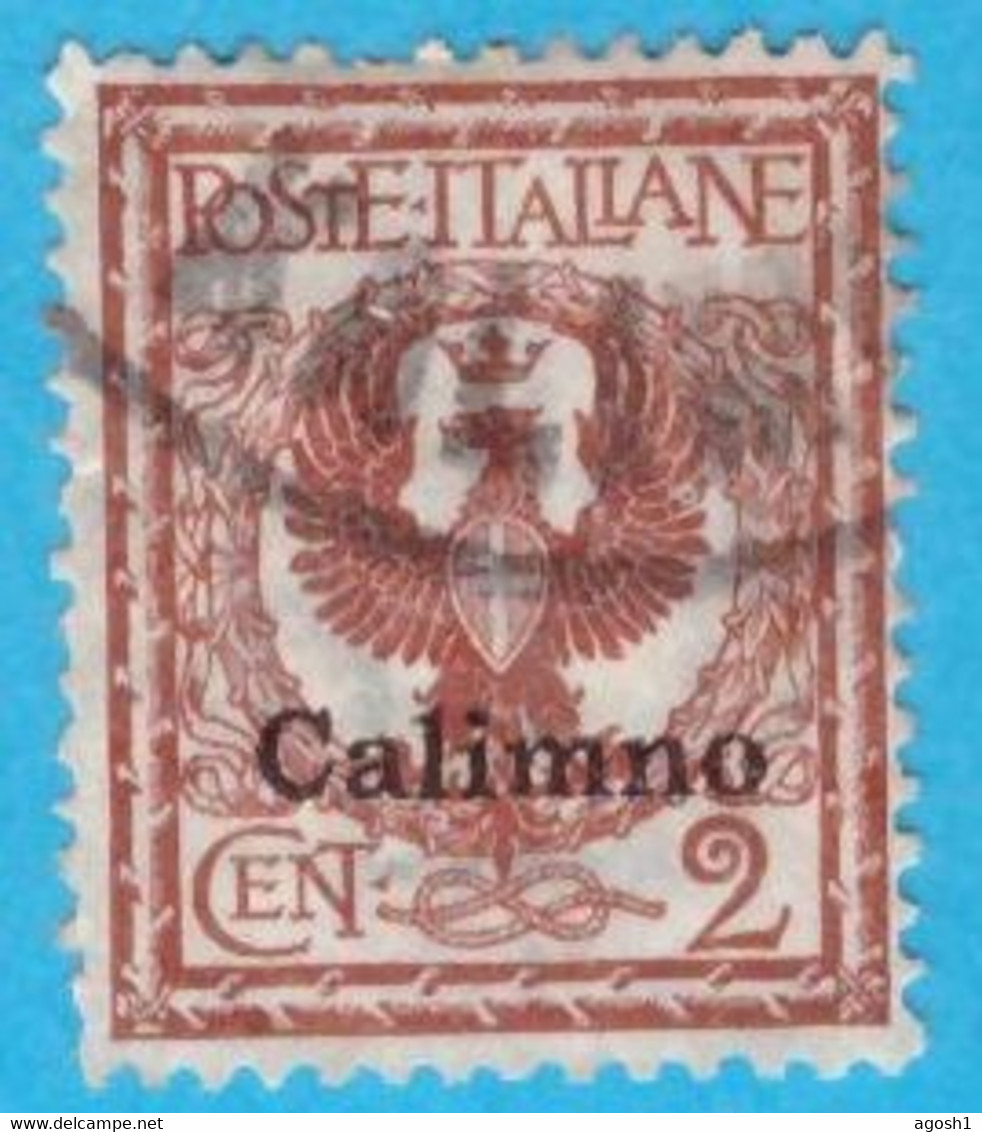 EGCA011 EGEO CALINO 1912 FBL D'ITALIA SOPRASTAMPATI CALIMNO CENT 2 SASSONE NR 1 USATO - Egeo (Calino)