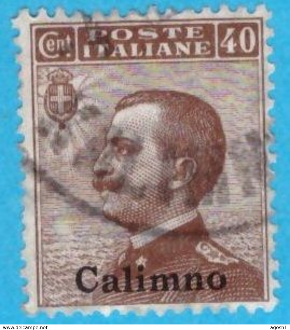 EGCA012 EGEO CALINO 1912 FBL D'ITALIA SOPRASTAMPATI CALIMNO CENT 40 SASSONE NR 6 USATO - Egée (Calino)