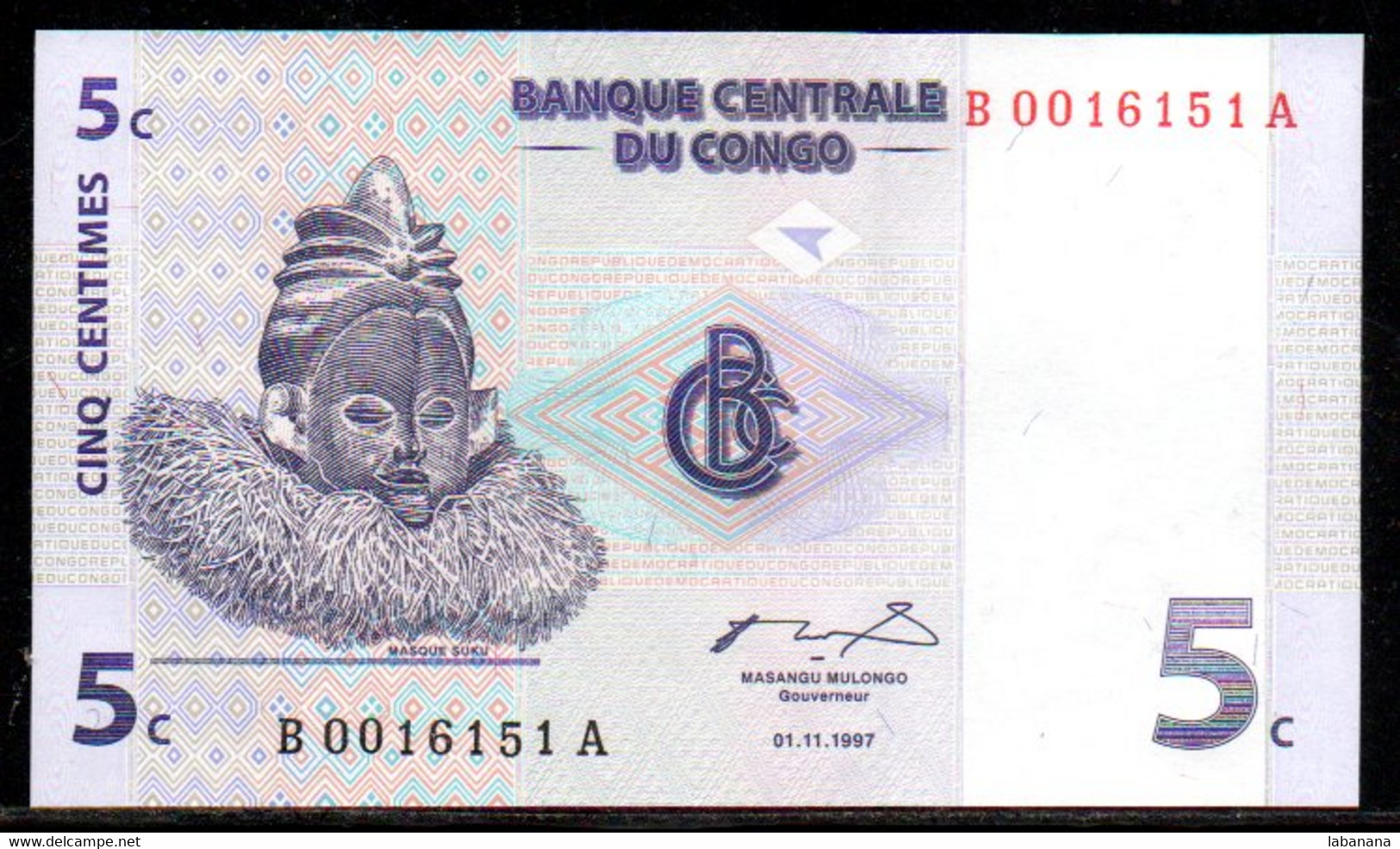 561-Congo 5c 1997 B001 Neuf - Republik Kongo (Kongo-Brazzaville)