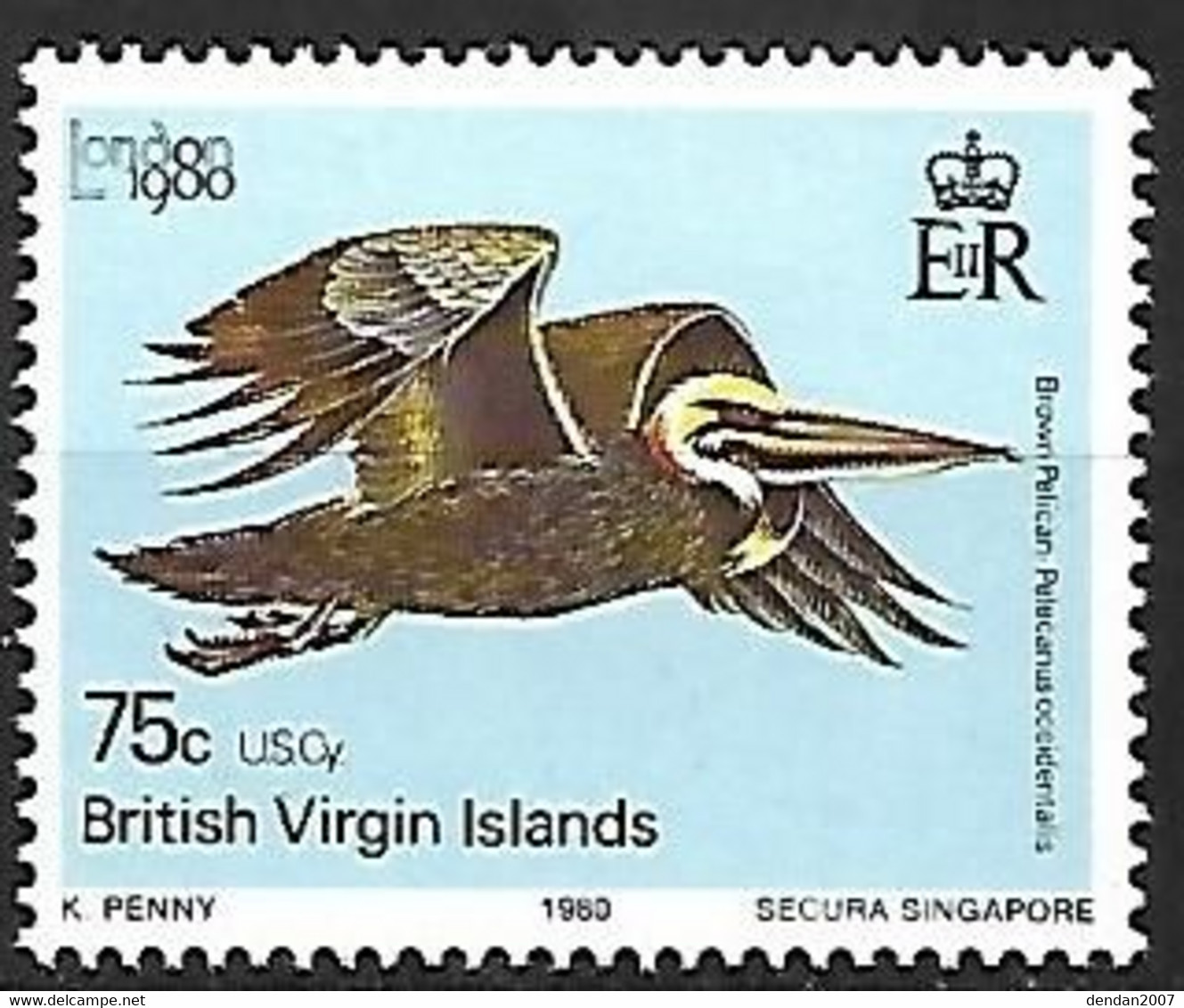 British Virgin Islands - MNH ** 1980 :   Brown Pelican  -  Pelecanus Occidentalis - Pelicans