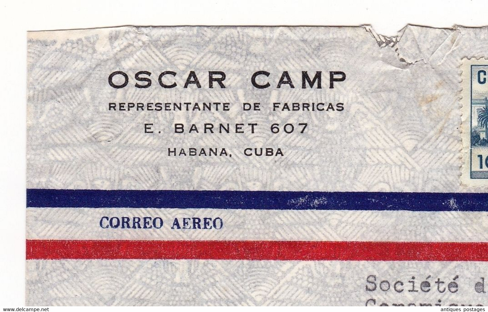 Lettre La Havane Habana Cuba Pour Bordeaux Gironde Correo Aero Par Avion Oscar Camp - Covers & Documents