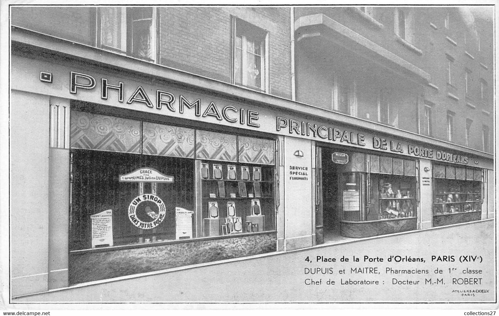 75014-PARIS- PHARMACIE PRINCIPALE DE LA PORTE D'ORLEANS - DUPUIS ET MAITRE 4 PLACE DE LA PORTE D'ORLEANS - Arrondissement: 14