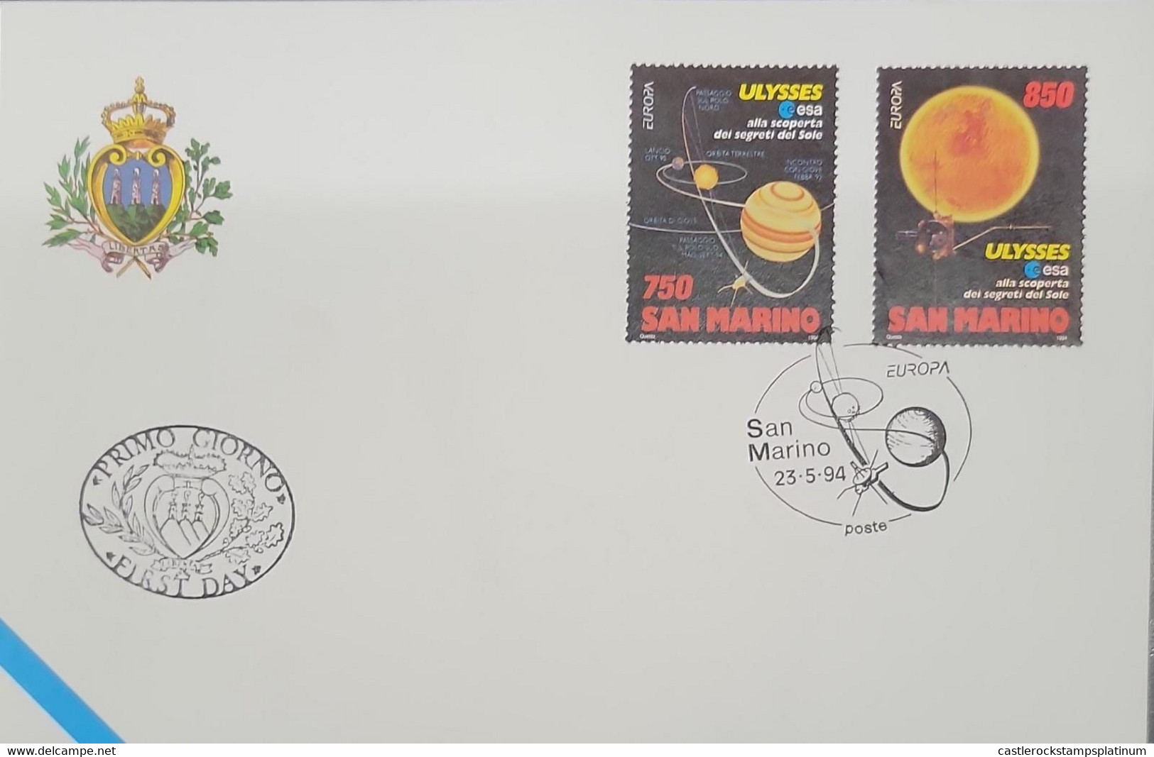 A) 1994, SAN MARINO, EUROPEAN EMISSION, GREAT INVESTMENTS AND DISCOVERIES, ULICES Y SOL SOUND, FDC, XF - Covers & Documents