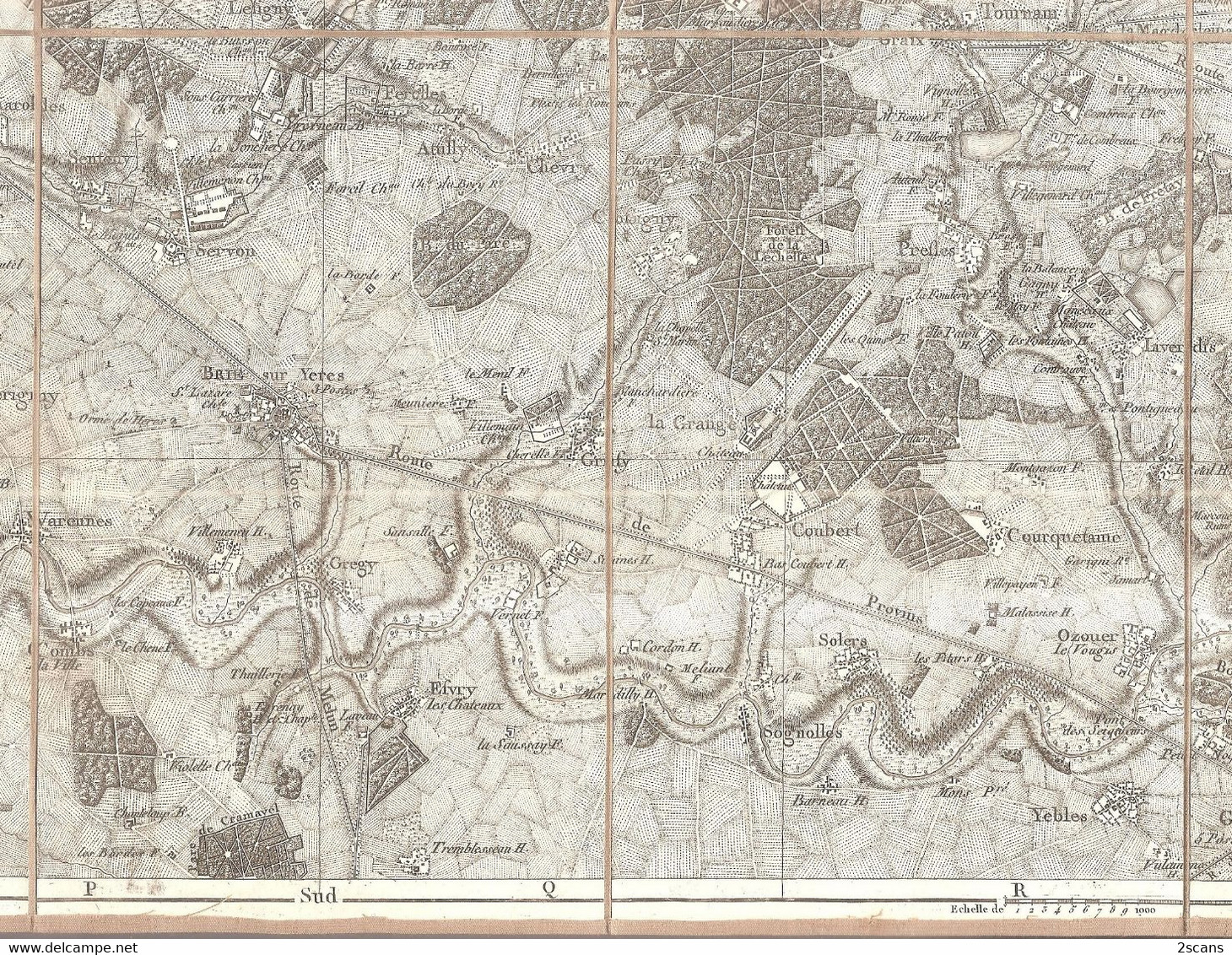 18è siècle (1800) CARTE GÉOGRAPHIQUE : Brie-Comte-Robert Tournan Roissy Pontault Guignes Ozoir Brunoy - (TRÈS BEL ÉTAT)