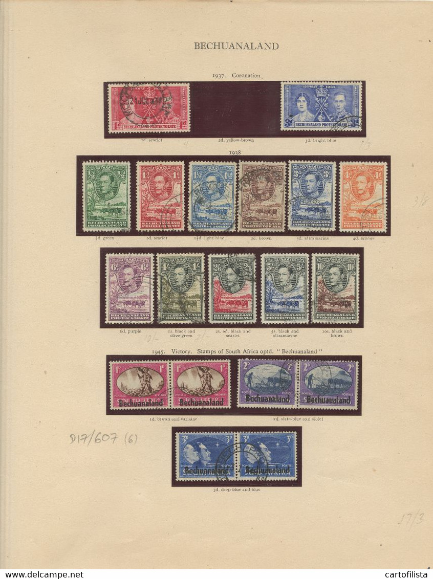 Used Stamps, Lot, BECHUANALAND, Miscellaneous From 1891 To 1966  (Lot 607) - 6 Scans - Other & Unclassified