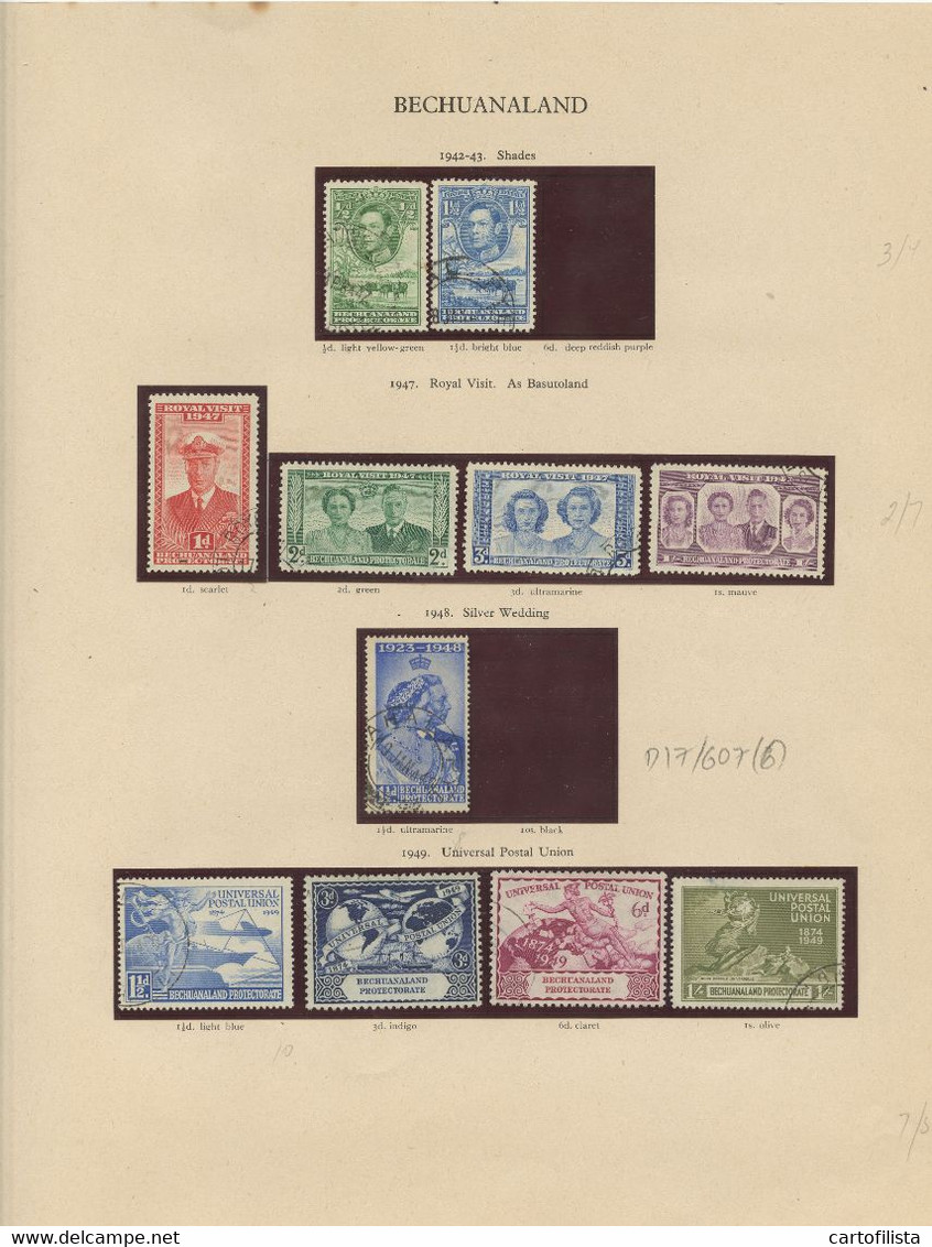 Used Stamps, Lot, BECHUANALAND, Miscellaneous From 1891 To 1966  (Lot 607) - 6 Scans - Altri & Non Classificati