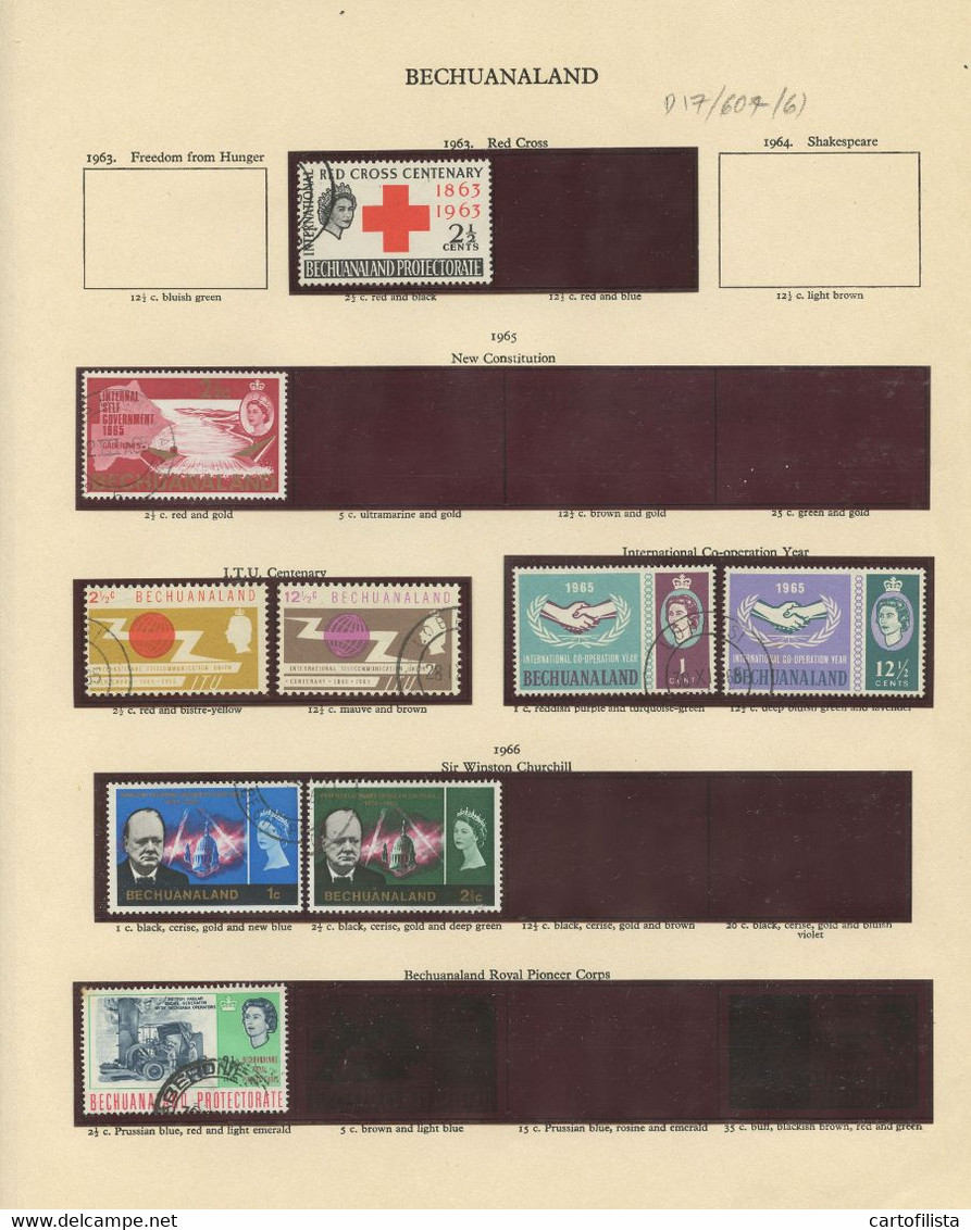 Used Stamps, Lot, BECHUANALAND, Miscellaneous From 1891 To 1966  (Lot 607) - 6 Scans - Other & Unclassified