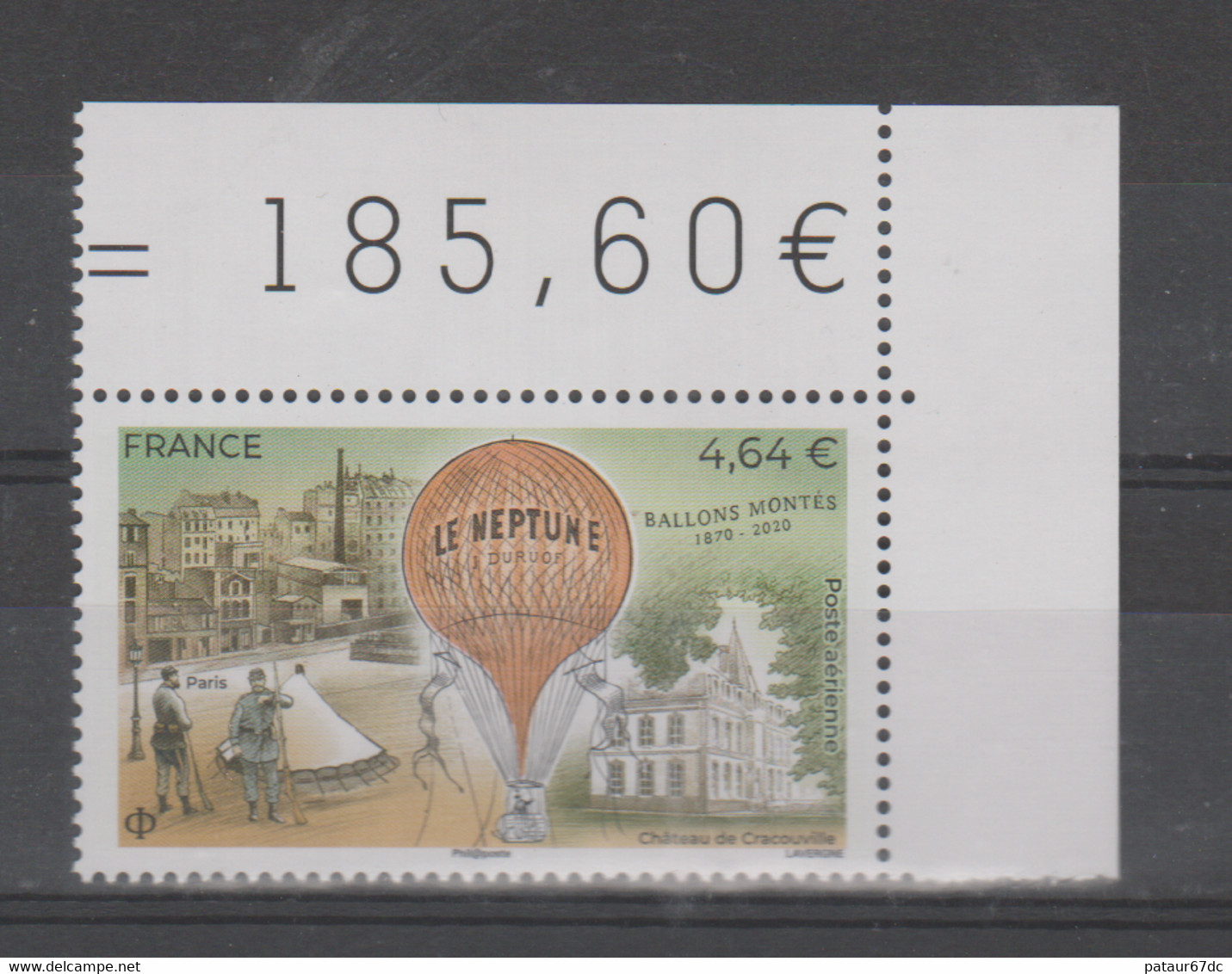 FRANCE / 2020 / Y&T PA N° 84 ** : Ballons Montés "Le Neptune" (de Feuille) X 1 CdF Sup D - 1960-.... Mint/hinged