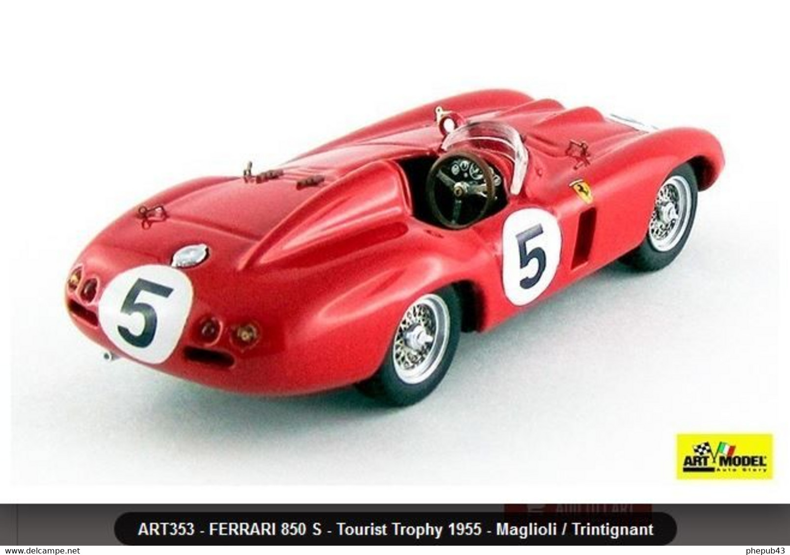 Ferrari 850 S - Maglioli/M. Trintignant - Tourist Trophy 1955 #5 - Art Model - Art Model