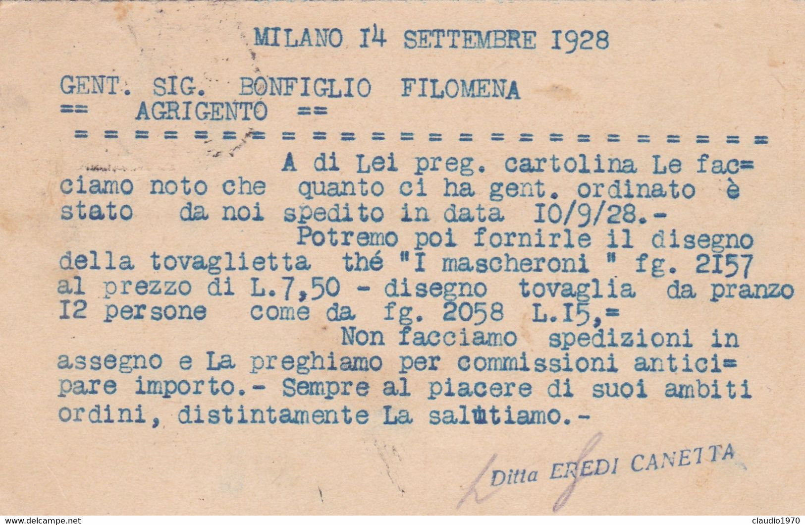 REGNO - MILANO  - EREDICANETTA - LAVORI FEMMINILI - INTERO POSTALE - RISPOSTA C. 30 - VIAGGIATO PER AGRIGENTO - Ganzsachen