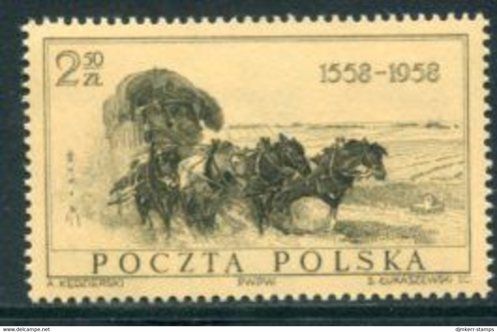 POLAND 1958 400th Anniversary Of Postal Service  MNH / **.  Michel 1072 - Neufs