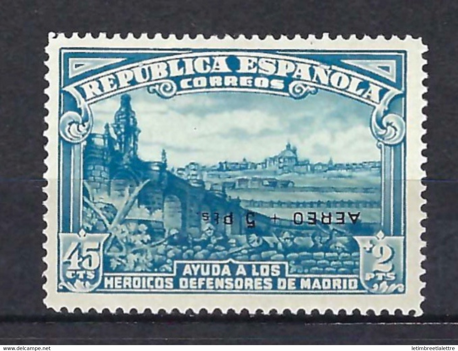 ⭐ Espagne - Poste Aérienne - YT N° 193 B ** - Neuf Sans Charnière - Variété : Surcharge Renversée - 1938 ⭐ - Ongebruikt