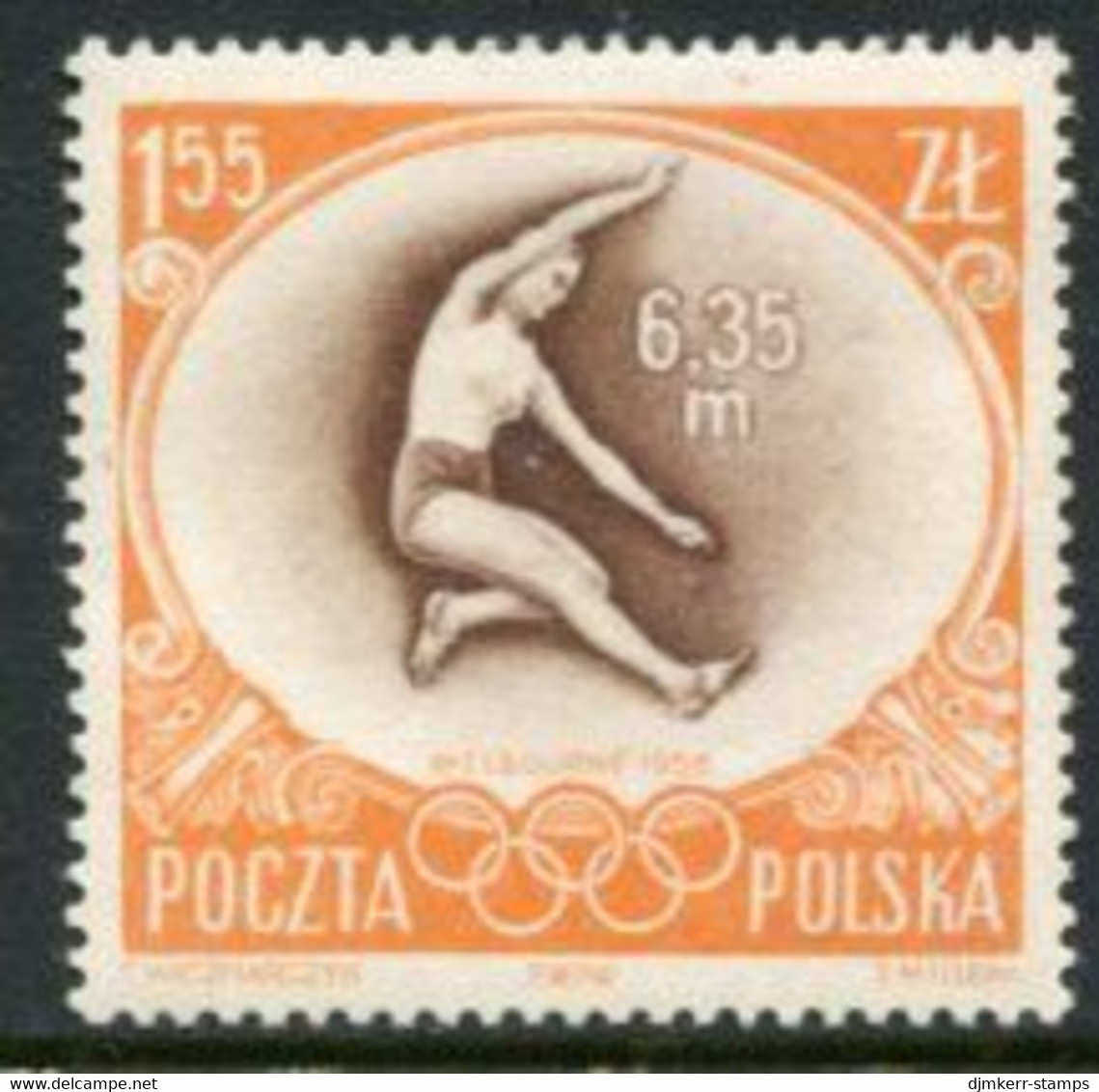 POLAND 1956 Women's Long Jump Gold Medal MNH / **.  Michel 994 - Unused Stamps