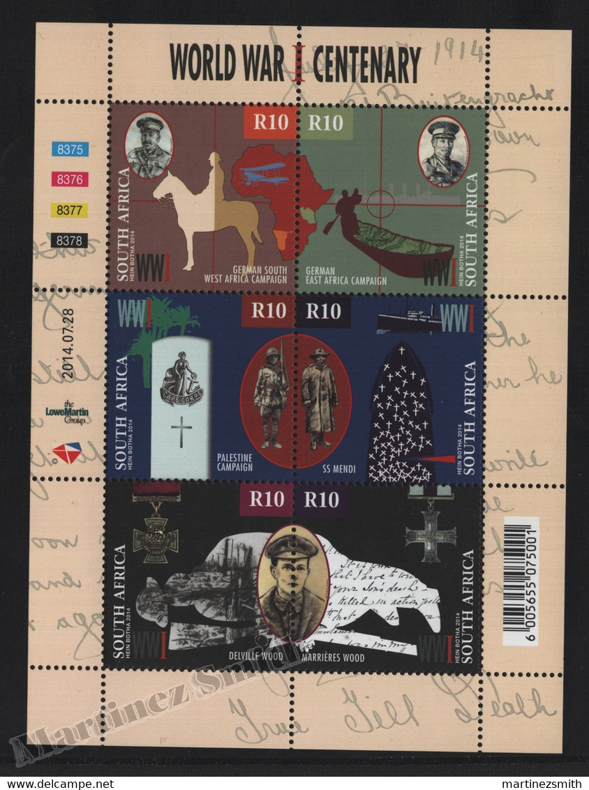 Afrique Du Sud - South Africa 2014 Yvert 1822-27, Centenary First World War WWI - MNH - Unused Stamps