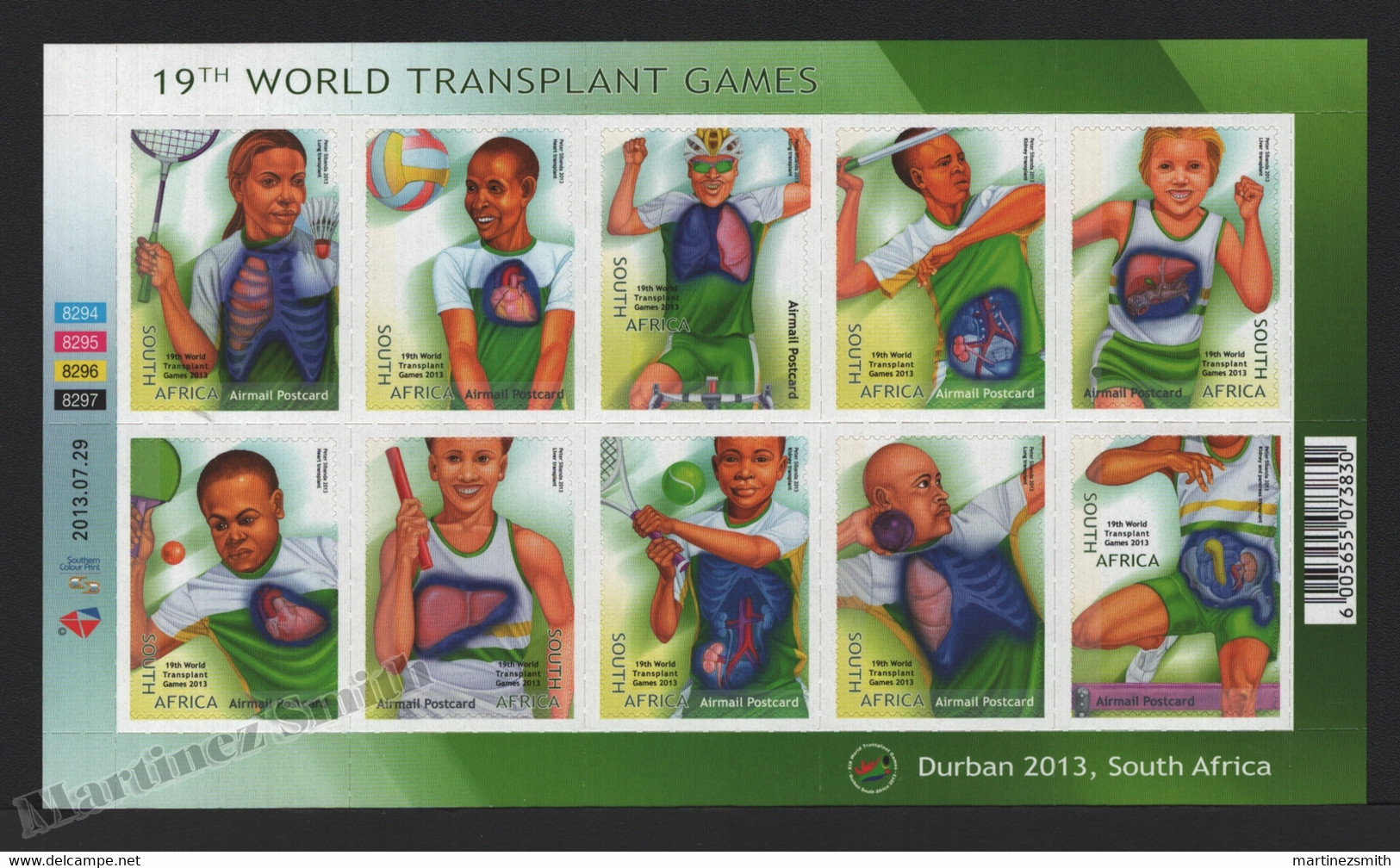 Afrique Du Sud - South Africa 2008 Yvert Airmail 219-28, Sports, XIX World Transplant Games - MNH - Luftpost