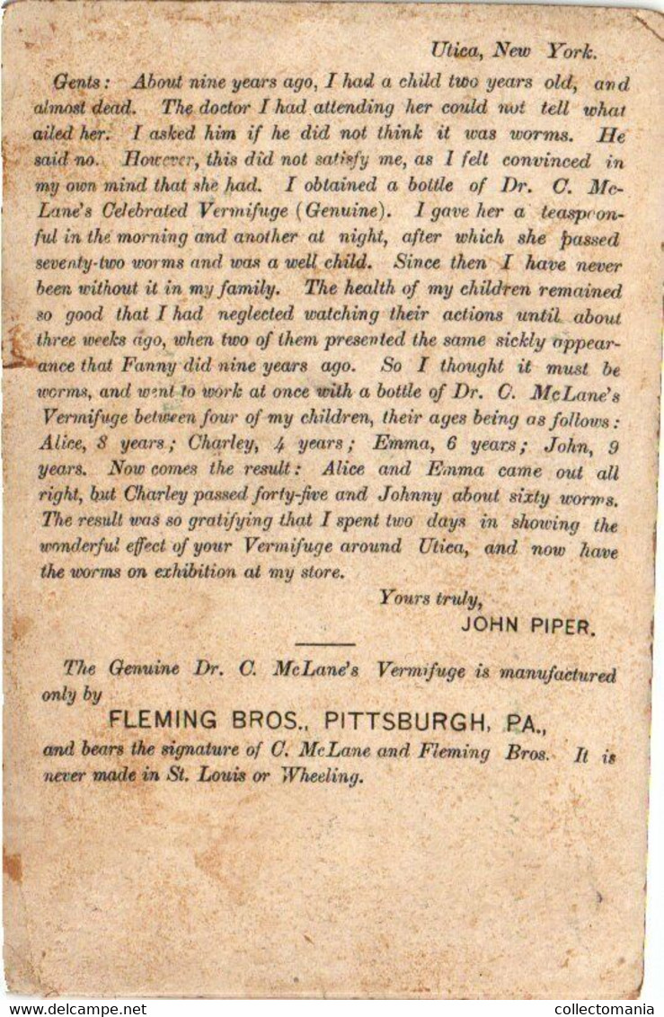 1 Litho PUB Pharmacy Druggist Lanes Liver Pills & Vermifuge Fleming Bross  Pittsburg Kwakzalver Charletan Apotheek - Klein Formaat: ...-1900