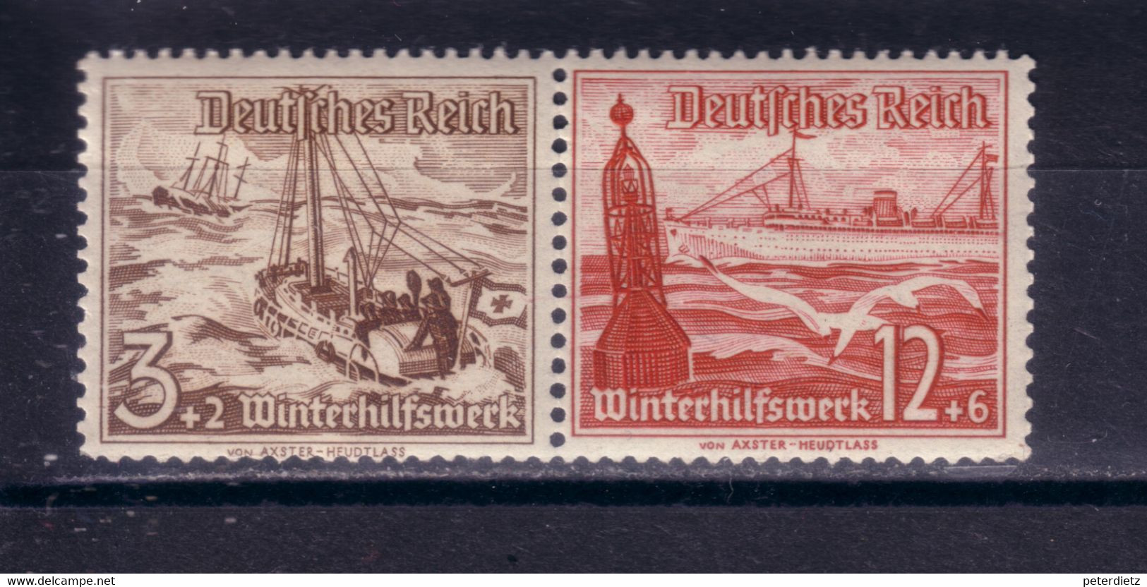 DEUTSCHES REICH 1937 WHW SCHIFFE ZUSAMMENDRUCK W131 ** POSTFRISCH - Nuovi