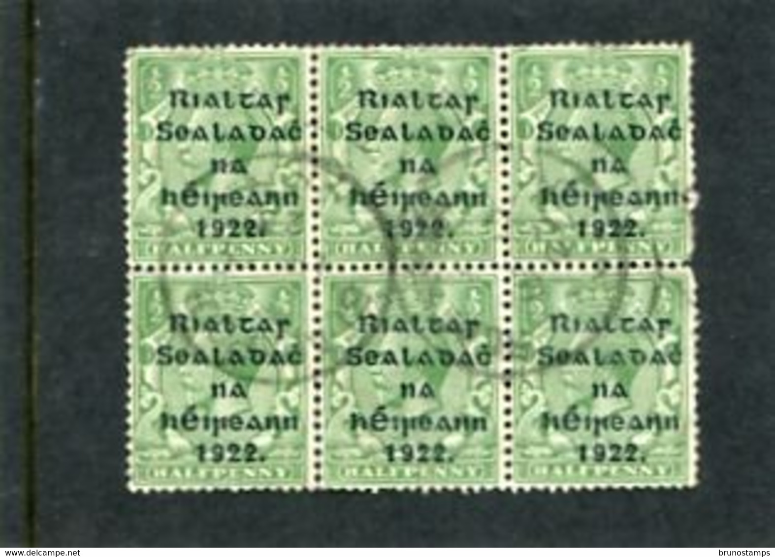 IRELAND/EIRE - 1922  1/2d. OVERPRINTED THOM  WIDER  DATE  BLOCK OF 6   FINE  USED  SG 47 - Used Stamps