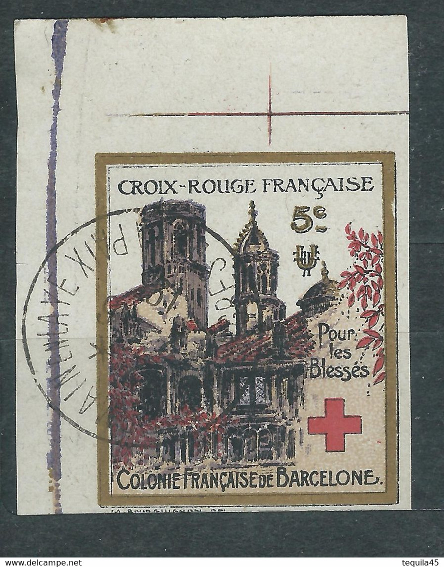 VIGNETTE DELANDRE FRANCE - Comité Croix Rouge De Barcelonne ESPAGNE  - WWI - WW1 Poster Stamp Cinderella 1914 1918 War - Croix Rouge