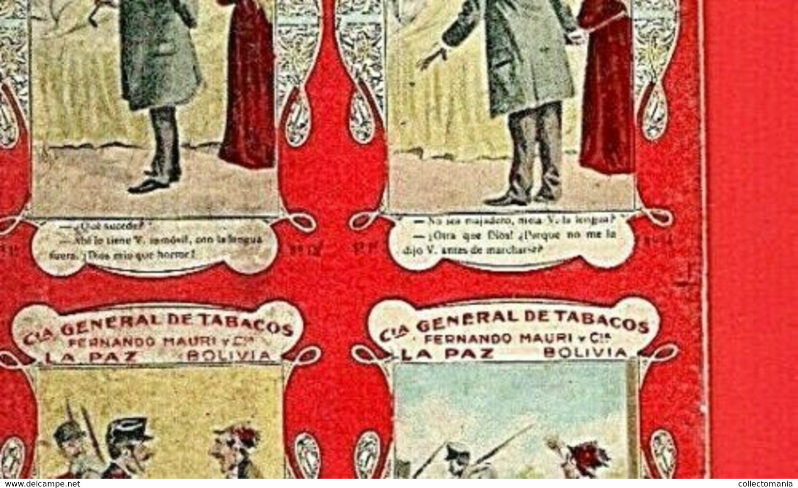 1880 Printed Litho Card, TABACOS LA PAZ Bolivia 9,2cmX20,2cm Cigarillos CAPRICHOS FERNANDO MAURI Cigarette Cards Proof - Sammlungen & Sammellose