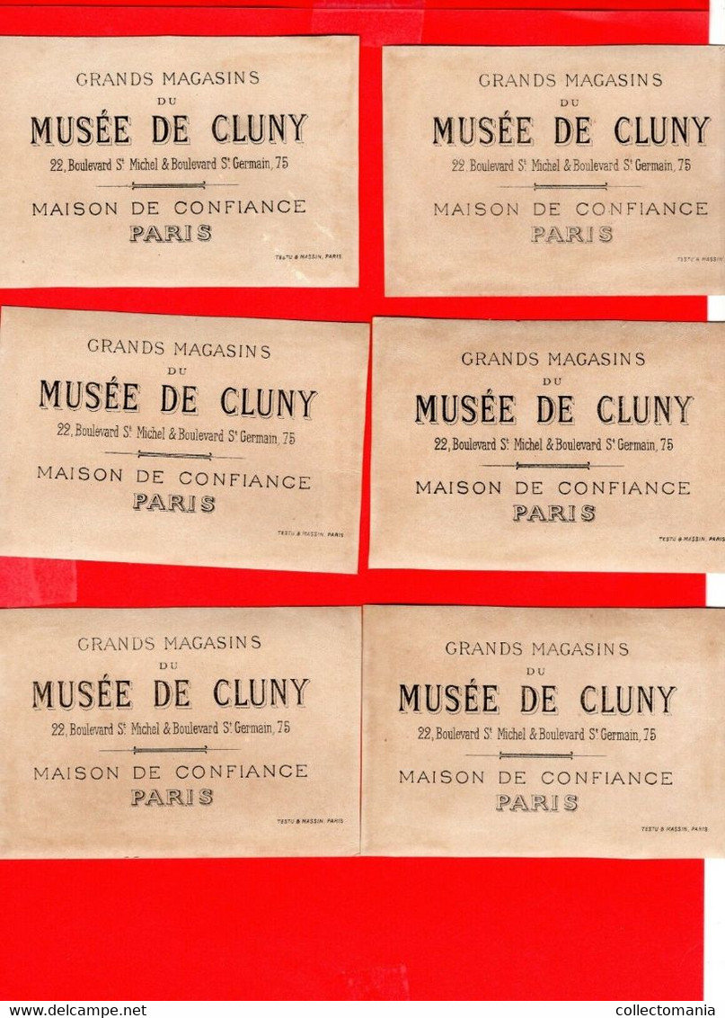 6 PUB Cards C1867 Litho Imprimeur  Testu & MASSIN Rue Madame TM33-4 MUSEE CLUNY Complete Set Rare To Find Complete - Enfants