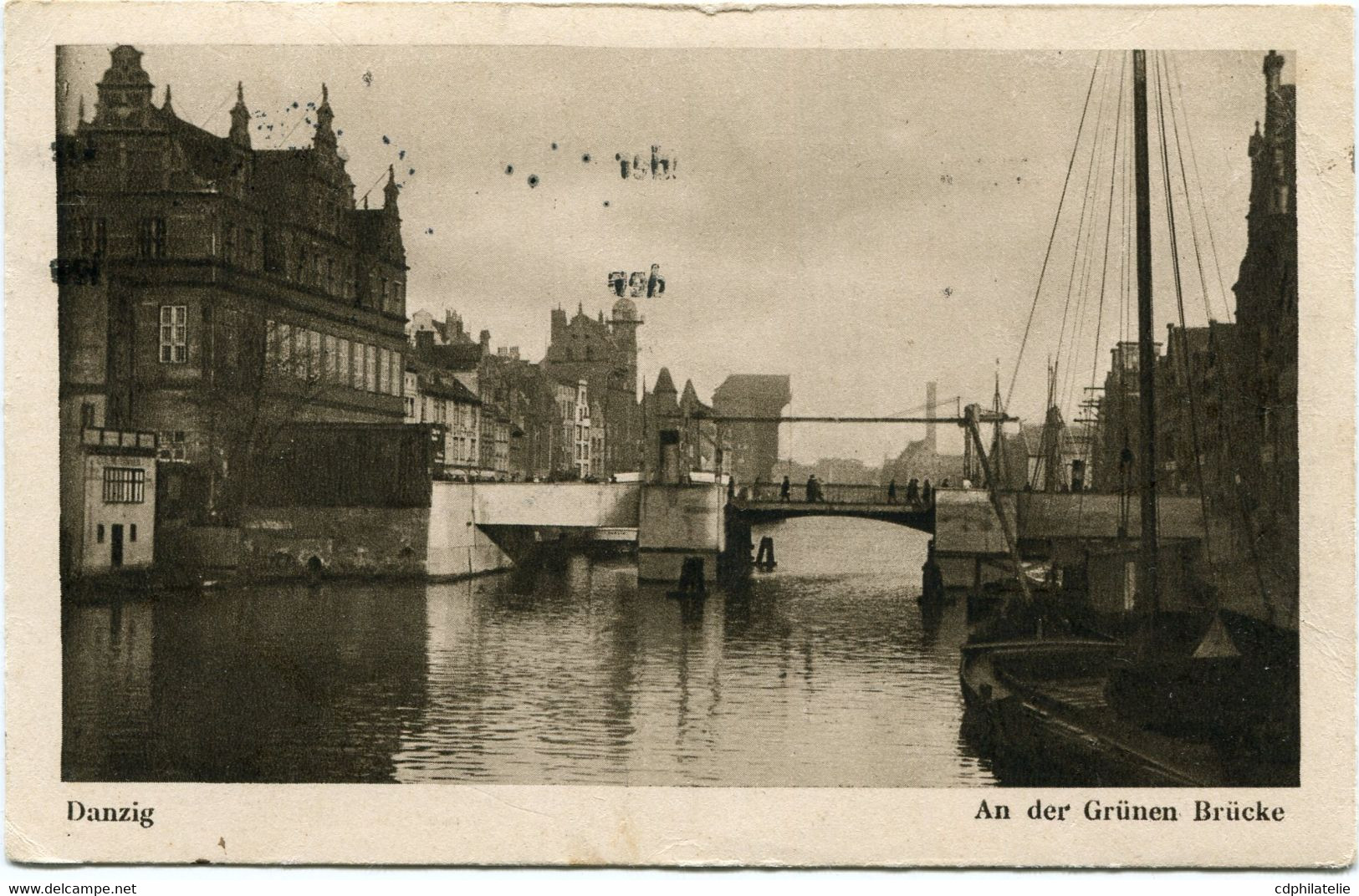 DANTZIG CARTE POSTALE -DANZIG AN DER GRUNEN BRUCKE DEPART DANZIG 20-8-32 POUR LE DANEMARK - Covers & Documents