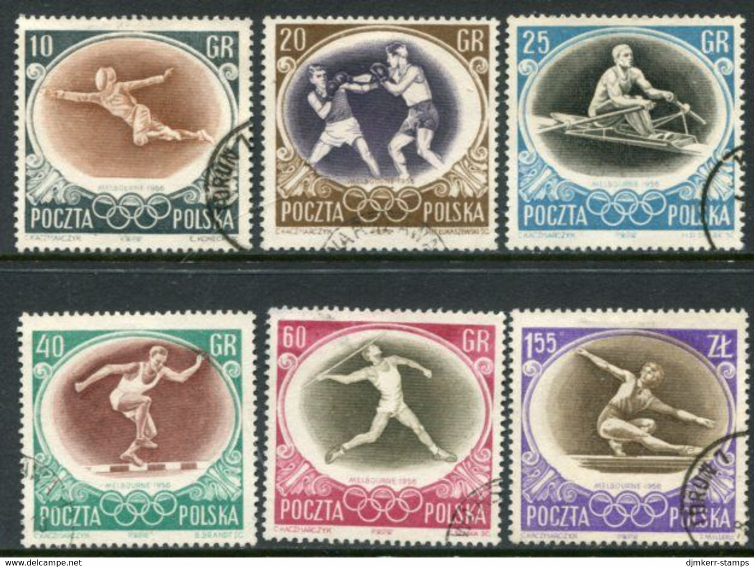 POLAND 1956 Olympic Games Used.  Michel 984-89 - Oblitérés