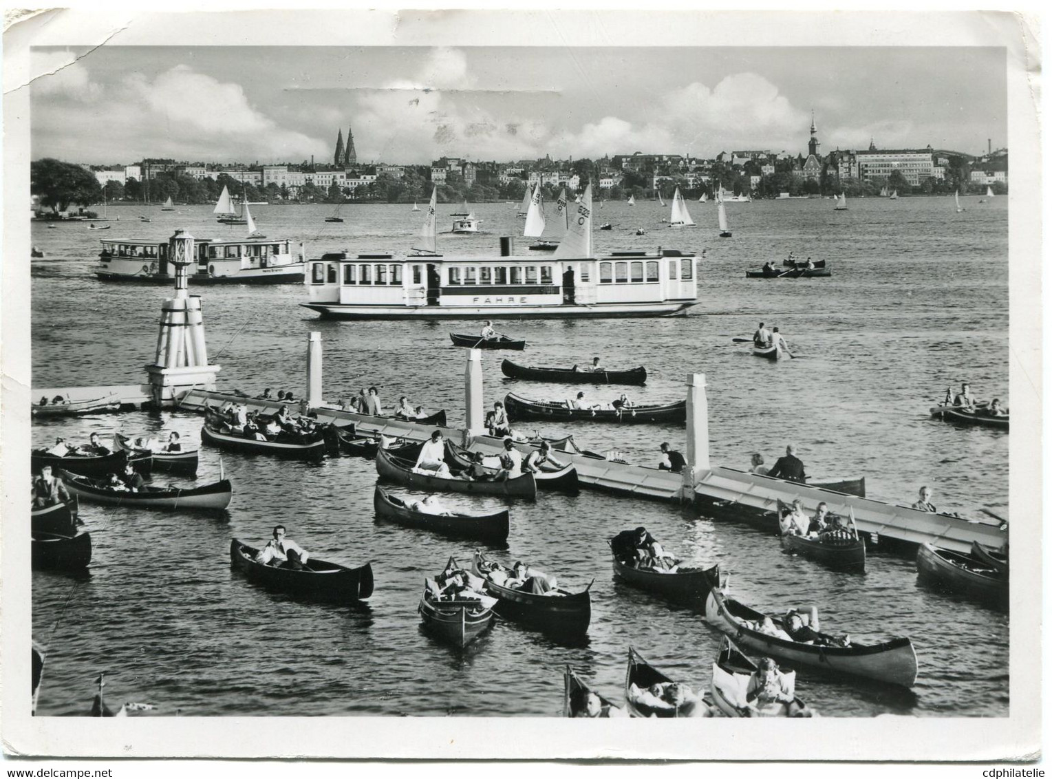 DANTZIG CARTE POSTALE -HAMBURG AUBENALSTER  DEPART DANZIG 8-8-37 POUR....... - Lettres & Documents