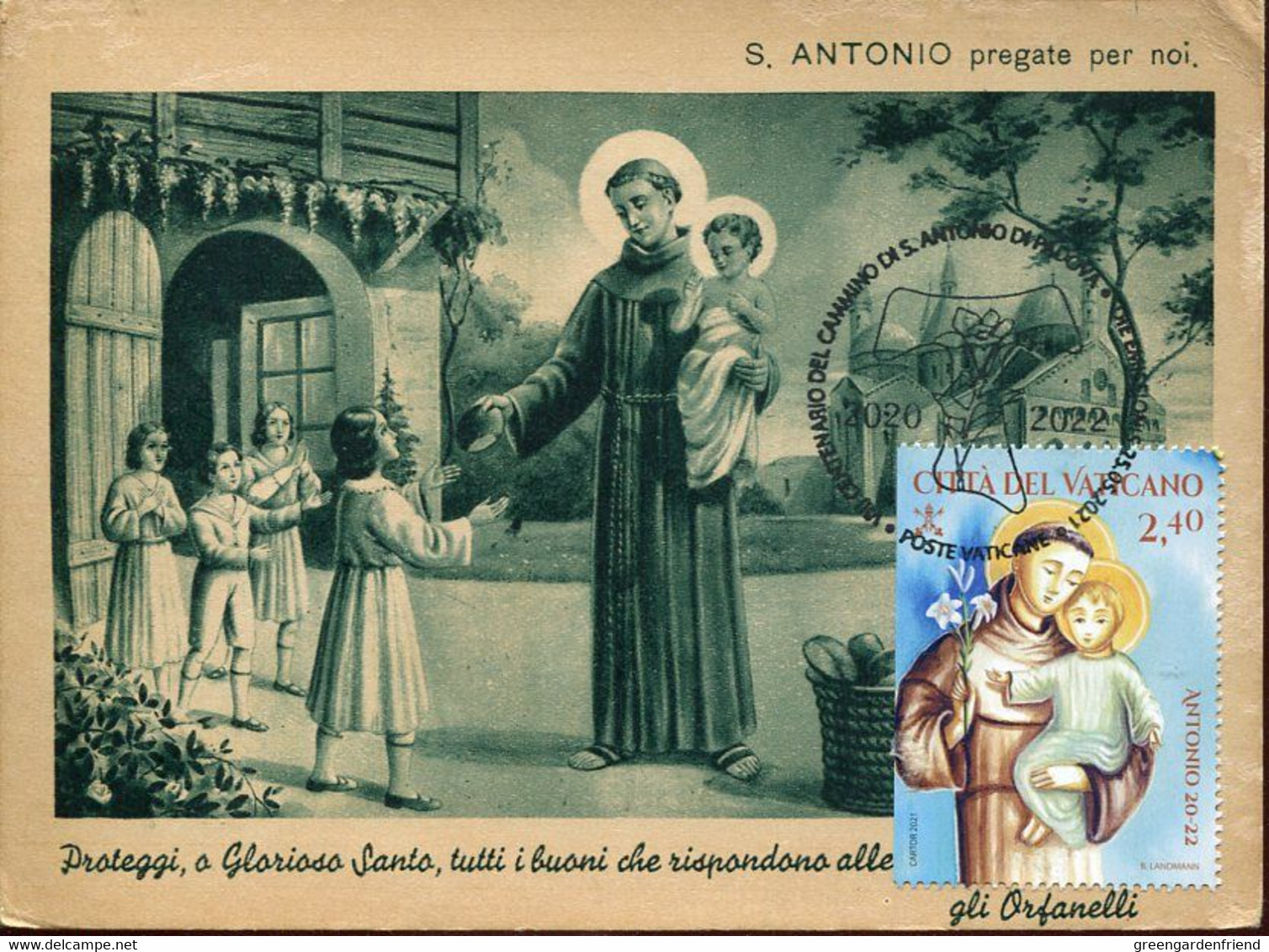 65353 Vaticano, Maximum 2021  St. Anthony  St. Antoine  San Antonio,  Vintage Card - Cartas Máxima