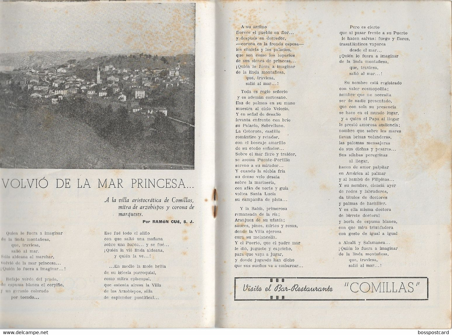 Comillas - Folleto Fiestas del Stº Cristo del Amparo, 1945 - Santander - Cantabria  - España