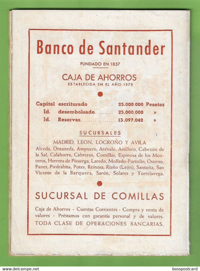 Comillas - Folleto Fiestas del Stº Cristo del Amparo, 1945 - Santander - Cantabria  - España