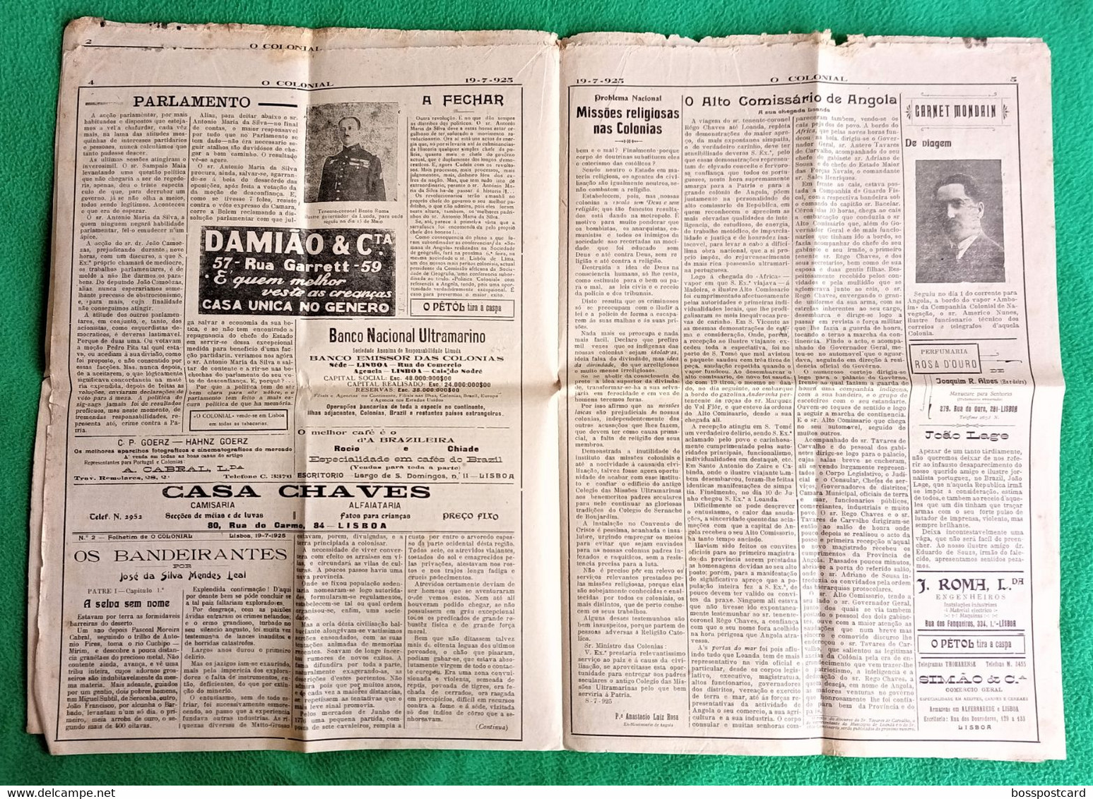Lisboa - Jornal O Colonial Nº 2 De 19 De Julho De 1925 - Imprensa - Angola - Moçambique - Portugal - Algemene Informatie
