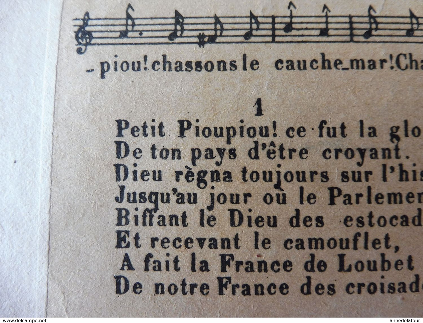 ALLONS ! PETIT PIOUPIOU ! à Paul Déroulède (chanson) Œuvre Nationale de Propagande Antijuive -Librairie Antisémite