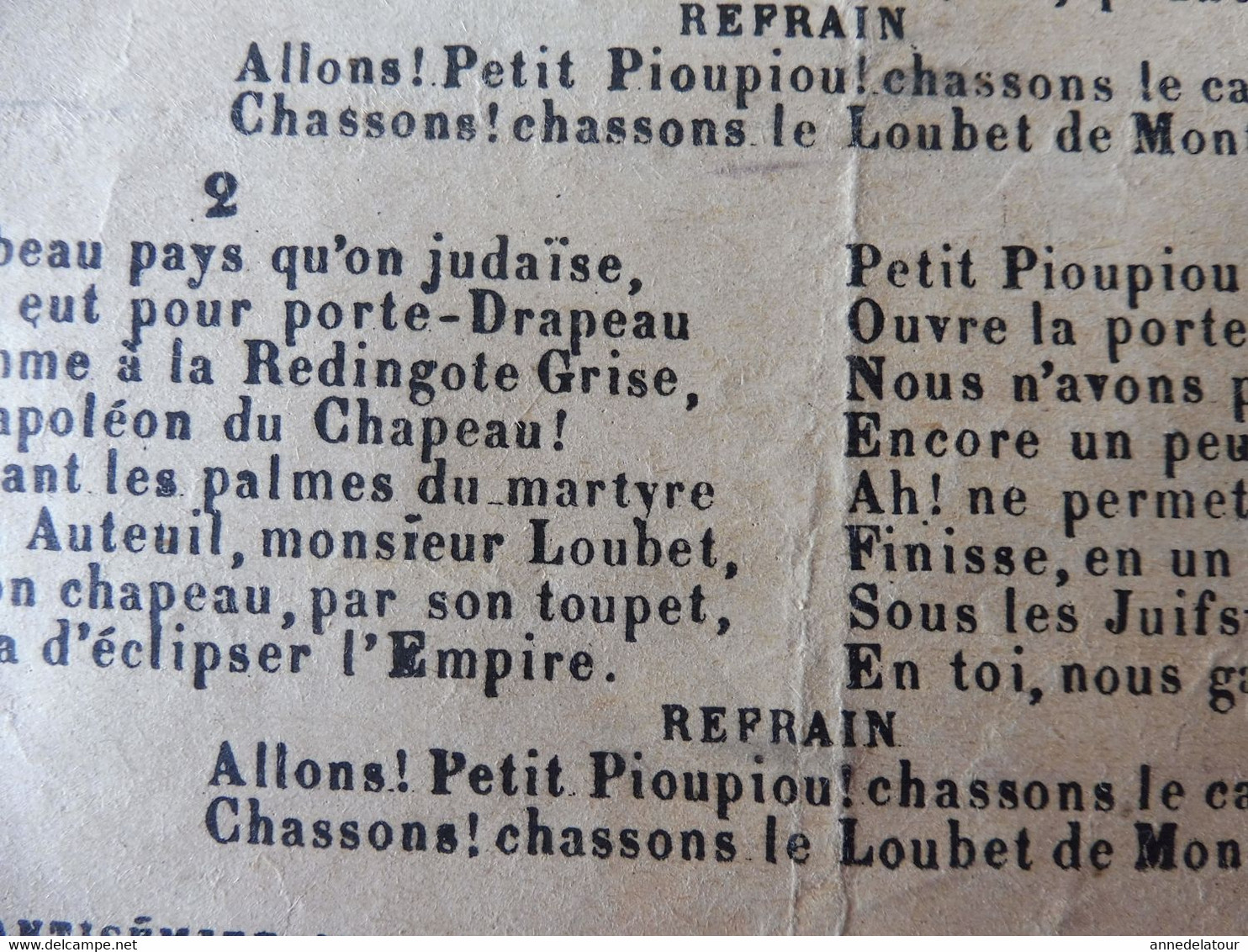 ALLONS ! PETIT PIOUPIOU ! à Paul Déroulède (chanson) Œuvre Nationale de Propagande Antijuive -Librairie Antisémite