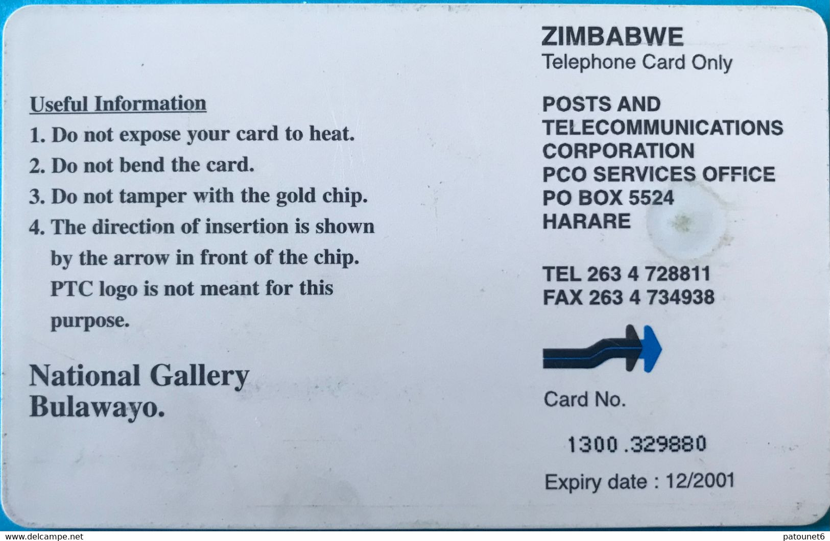 ZIMBABWE  -  Phonecard - HARARE  -  $ 100 - Zimbabwe